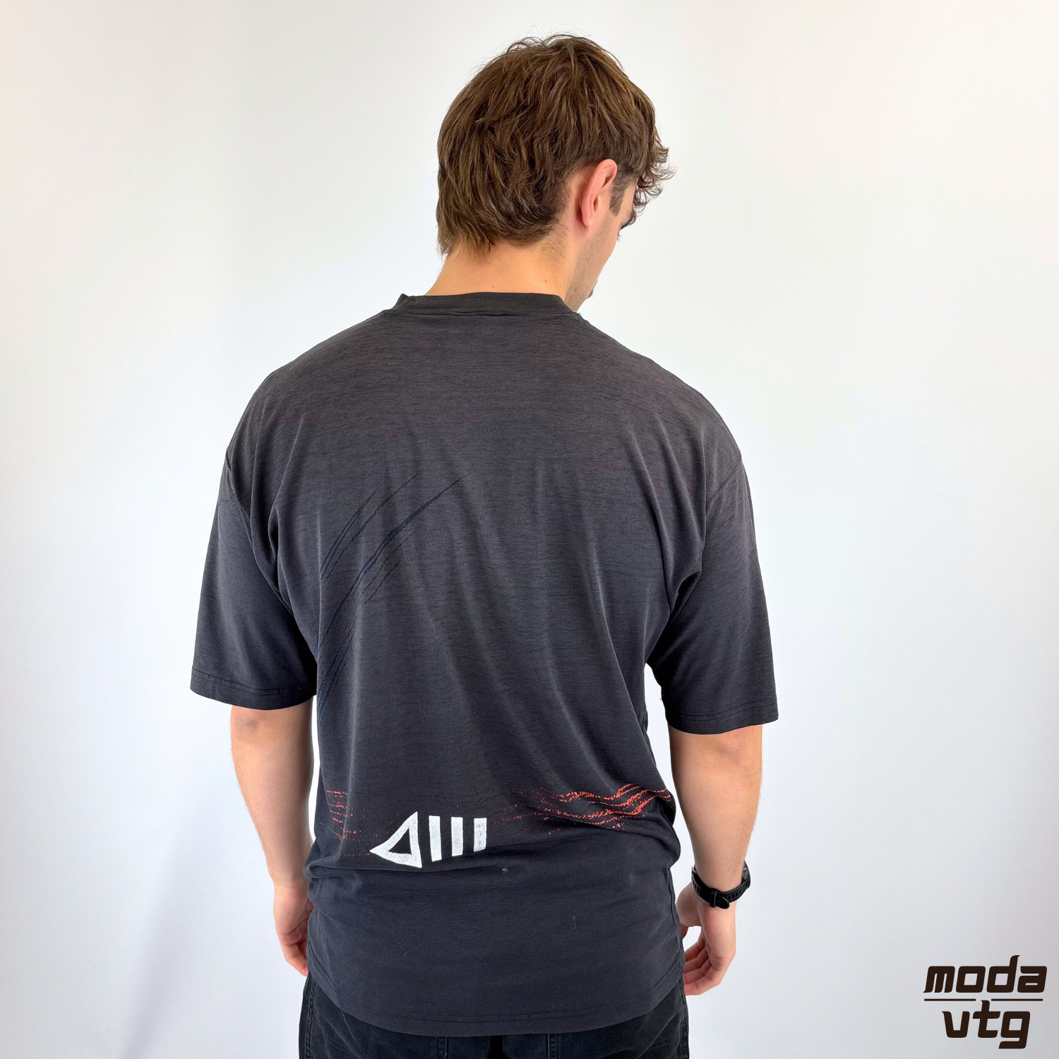 Vintage 90s Adidas T-Shirt Black Large Squash Graphic