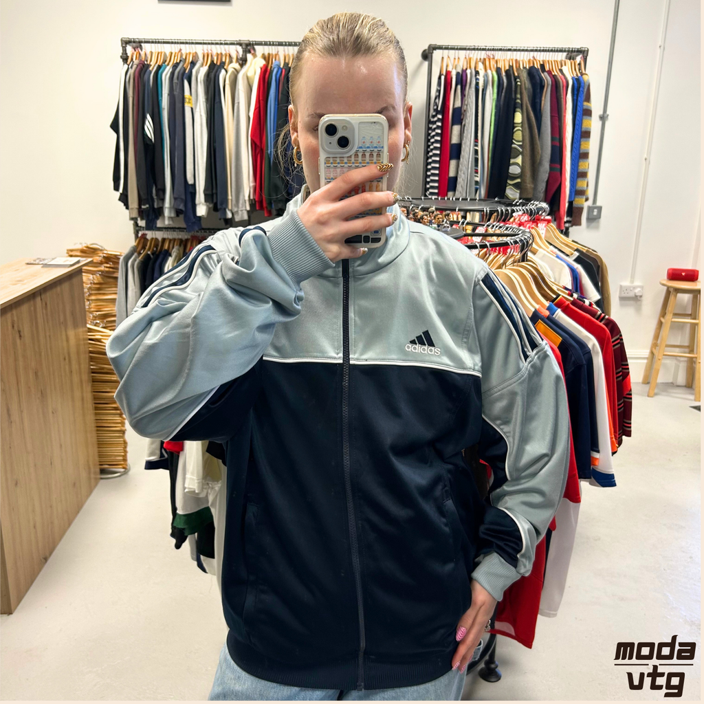 Vintage Y2K Adidas Track Jacket Navy Large Retro Unisex