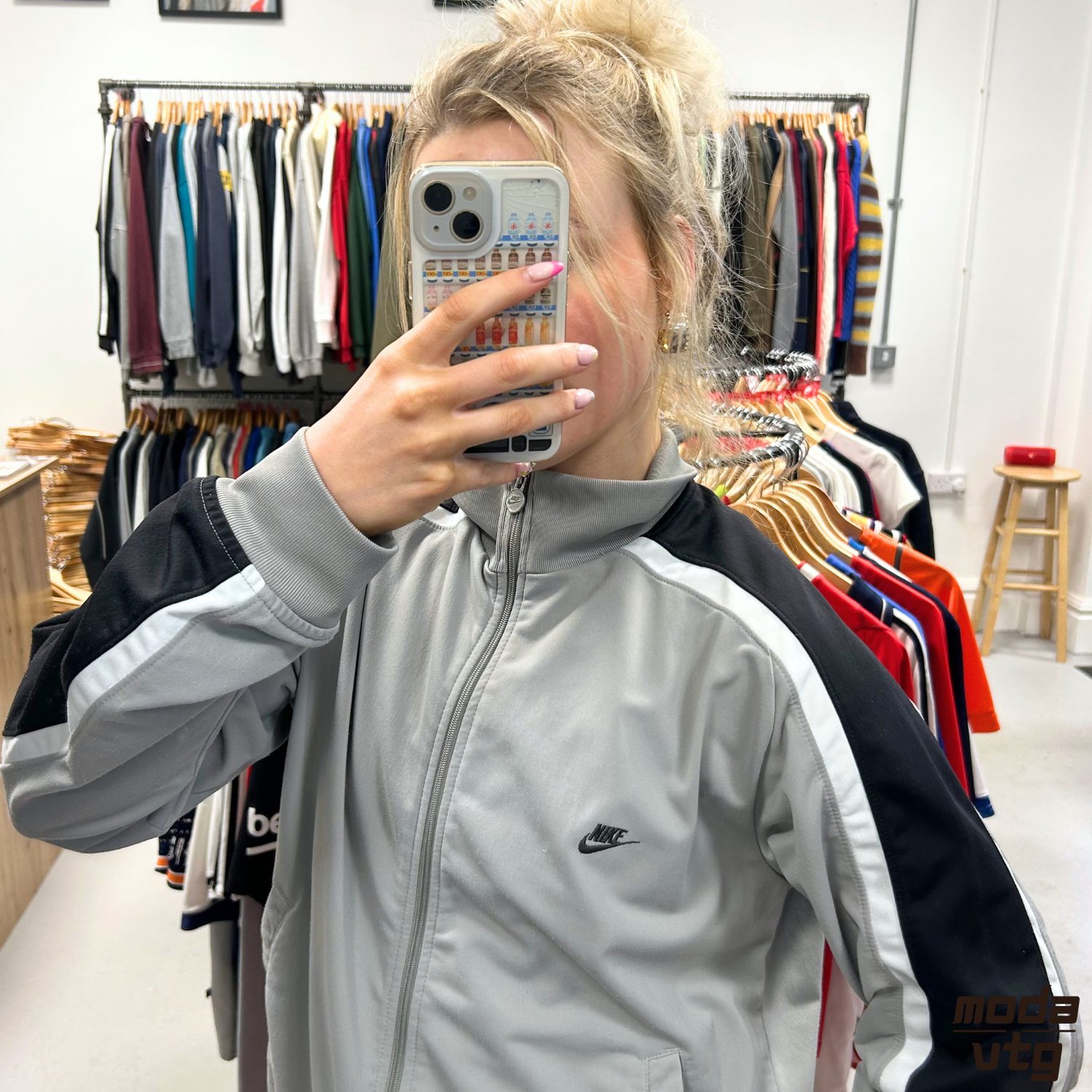 Vintage Y2K Nike Track Jacket Grey Medium Retro Unisex Festival