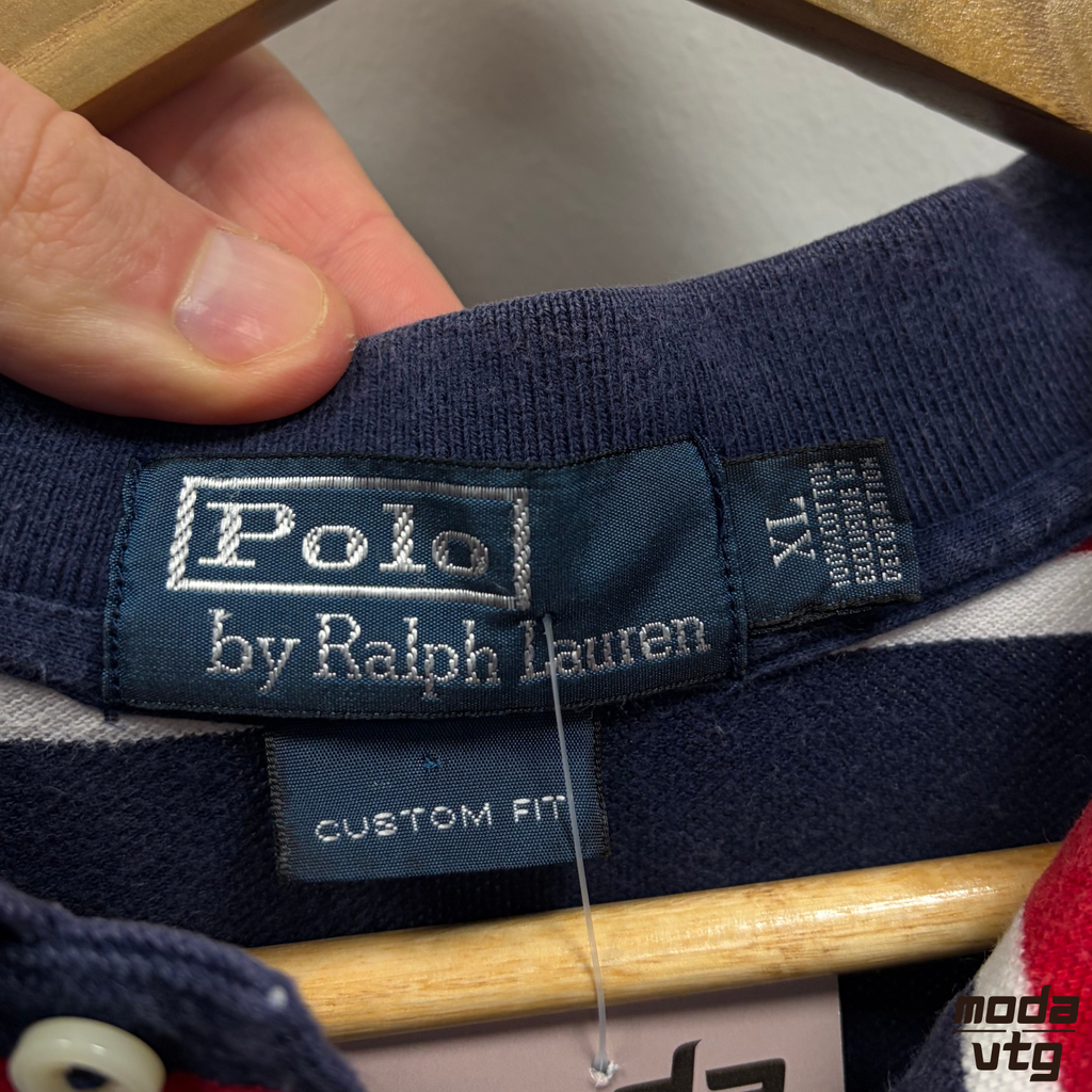 Vintage 90s Ralph Lauren Polo Navy XL Striped Summer Unisex