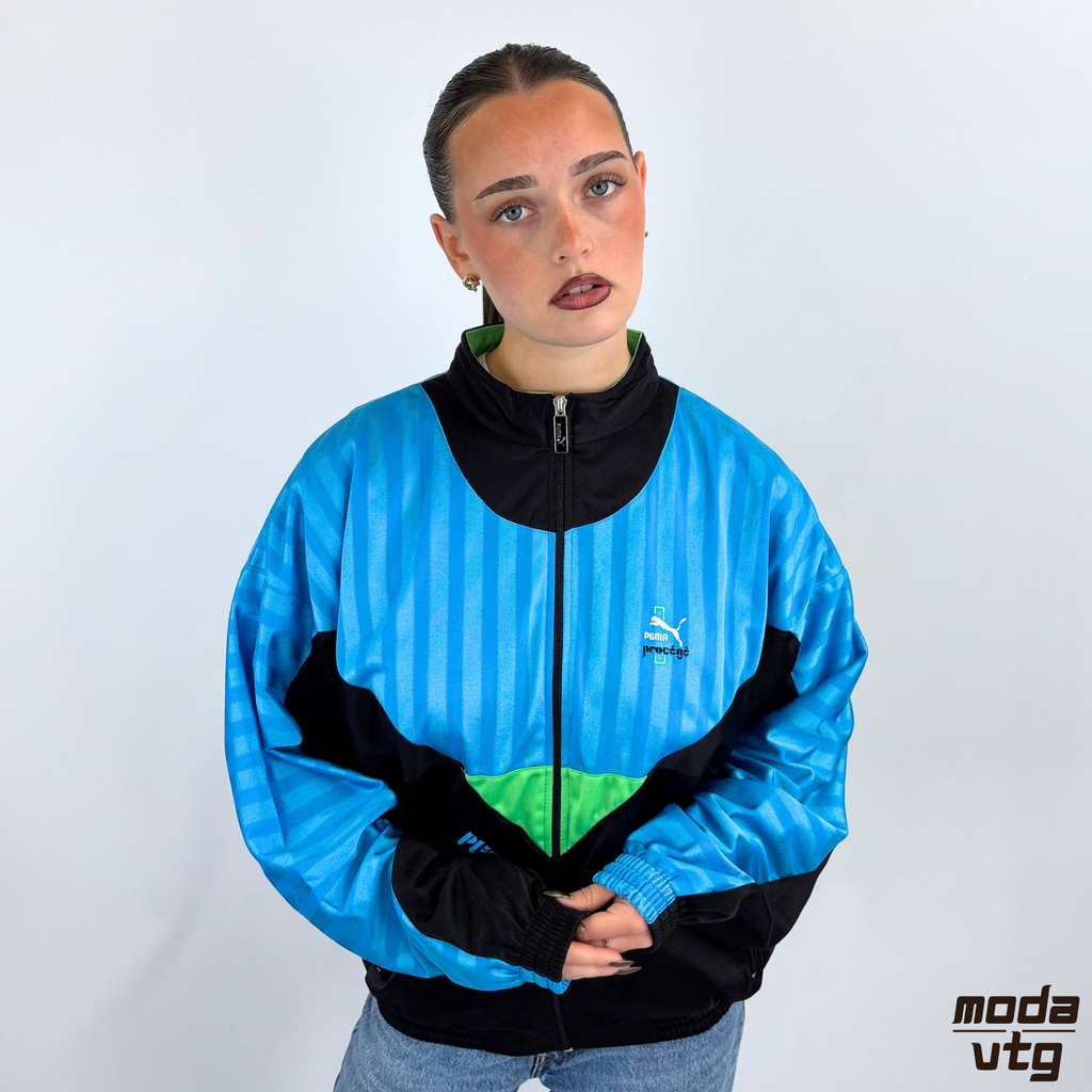 Vintage 90s Puma Track Jacket Blue Large Retro