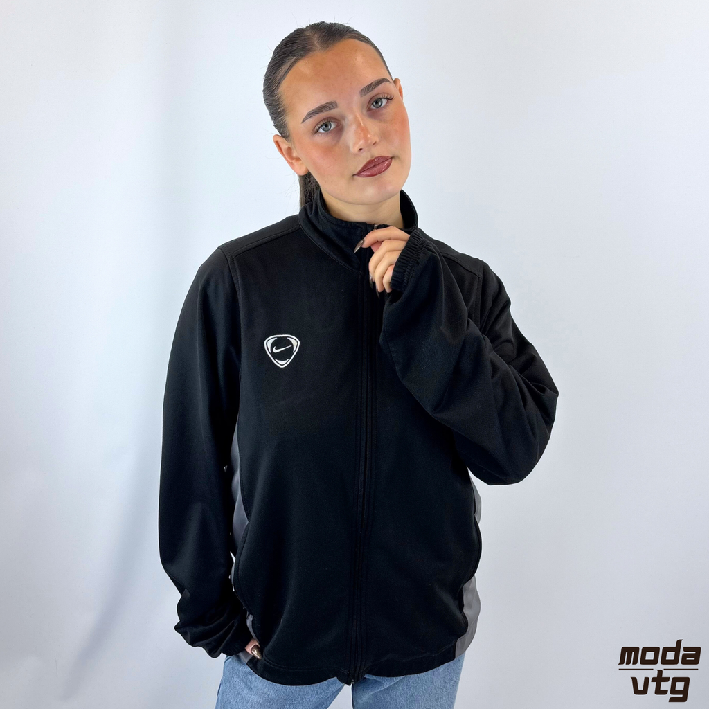 Vintage Y2K Nike Track Jacket Black Medium T90 Total 90 Retro