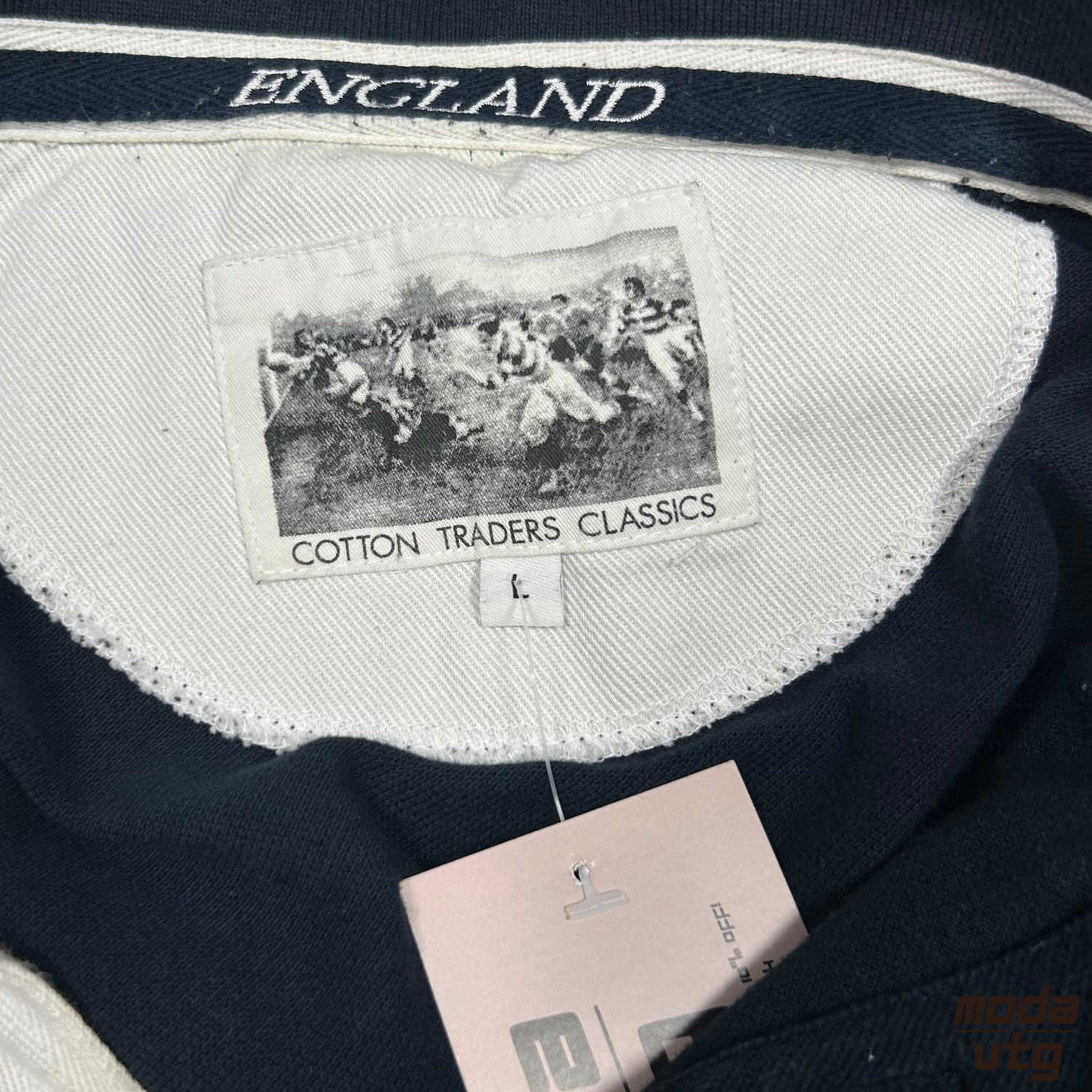 Vintage Y2K England Rugby Polo Navy Medium Cotton Traders Retro Unisex Summer