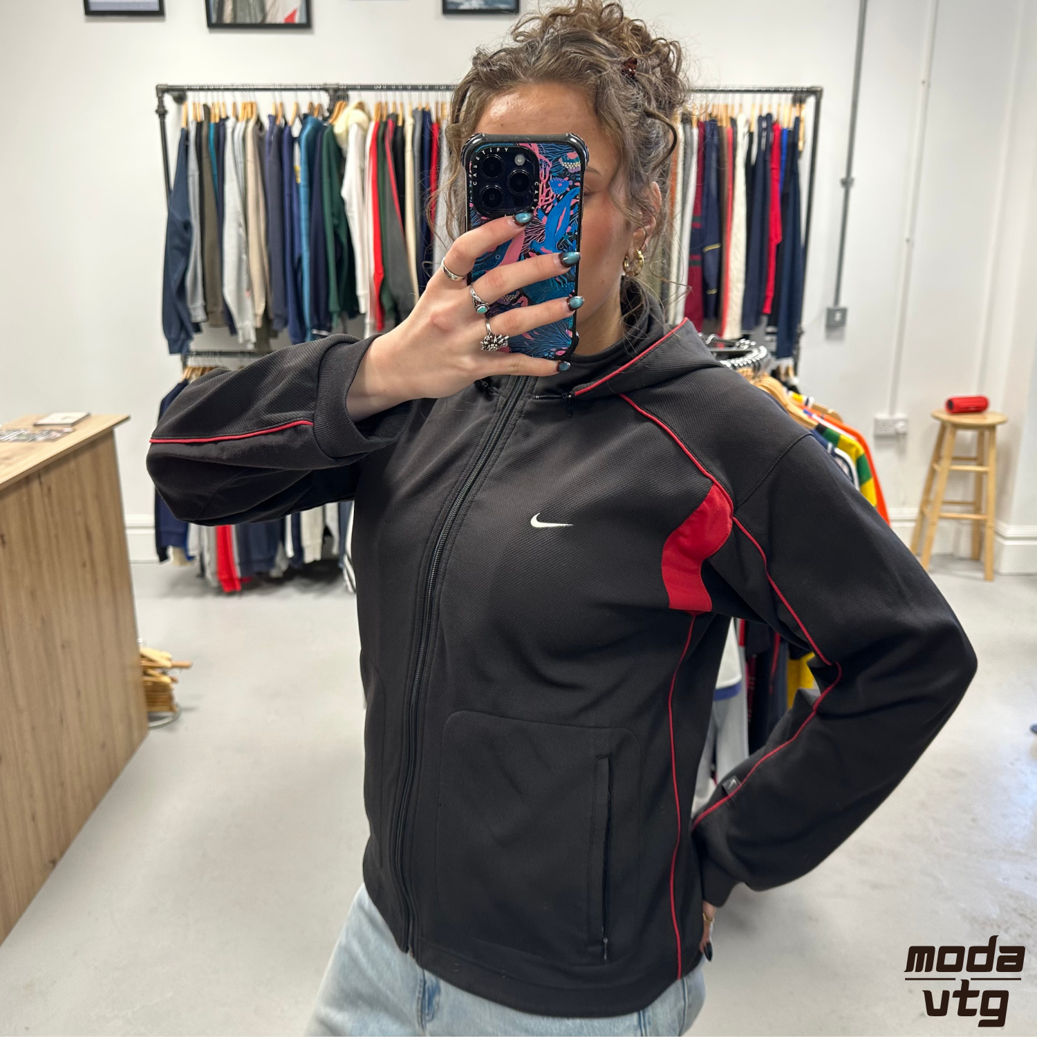 Vintage 90s Nike Track Jacket Black Small Unisex Retro