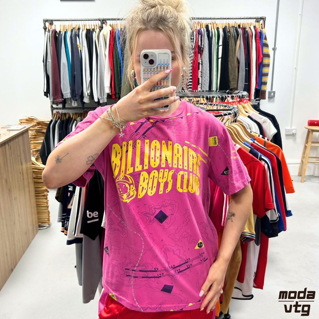 Vintage Y2K Billionaire Boys Club T-Shirt Pink Small Unisex Retro Graphic Summer