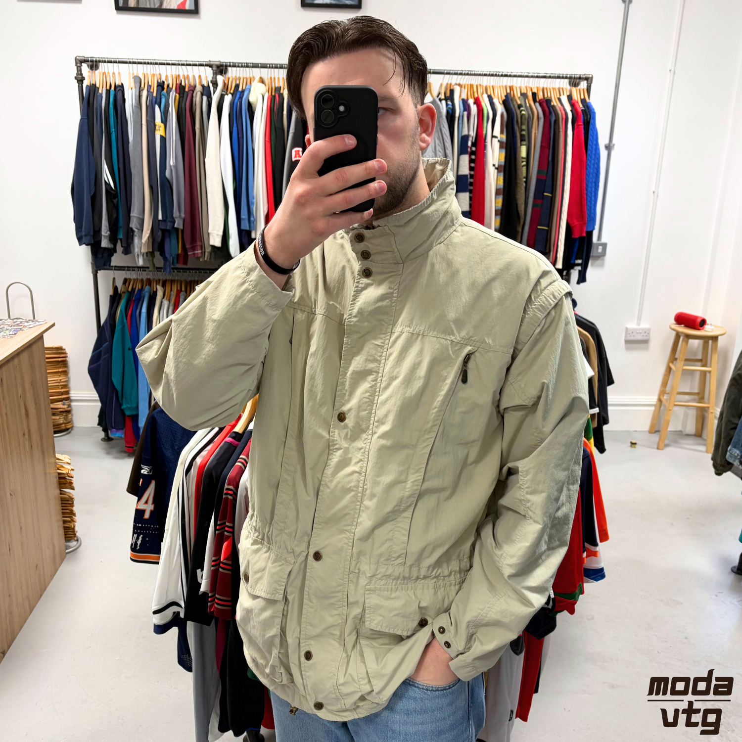 Vintage Y2K Fjällräven Jacket Beige XL G-1000 Field Coat Retro Removable Sleeves