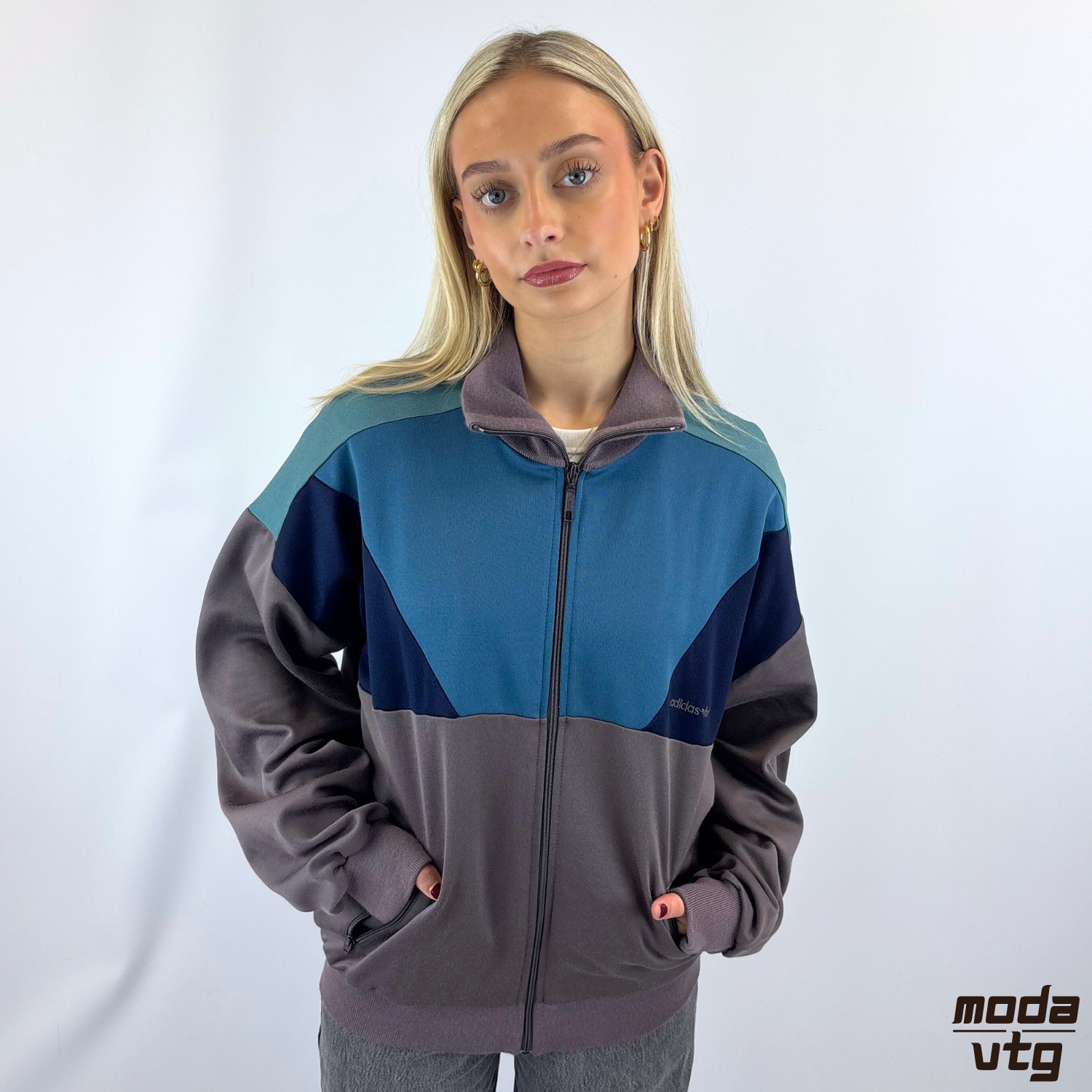 Vintage 80s Adidas Track Jacket Purple Large Retro