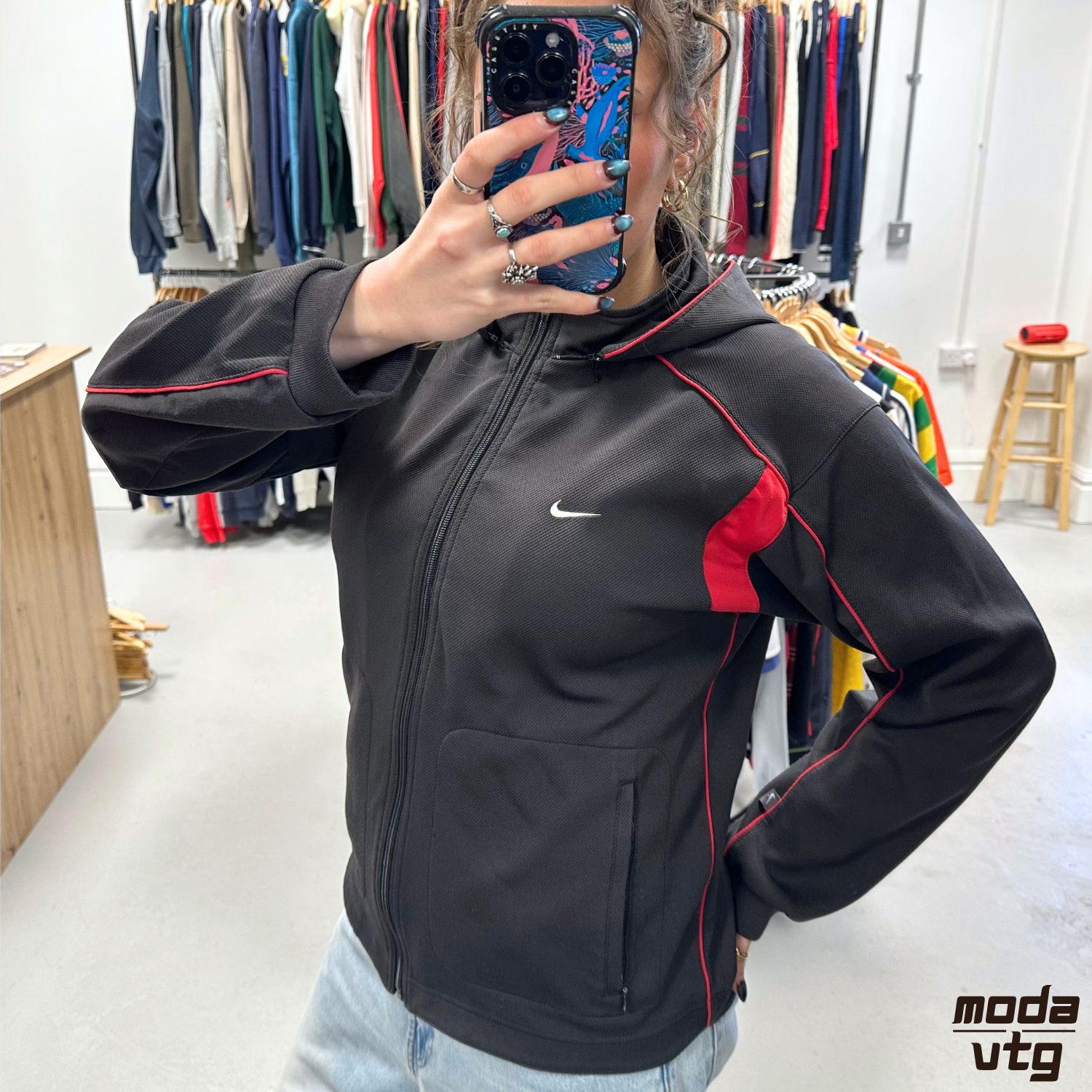 Vintage 90s Nike Track Jacket Black Small Unisex Retro