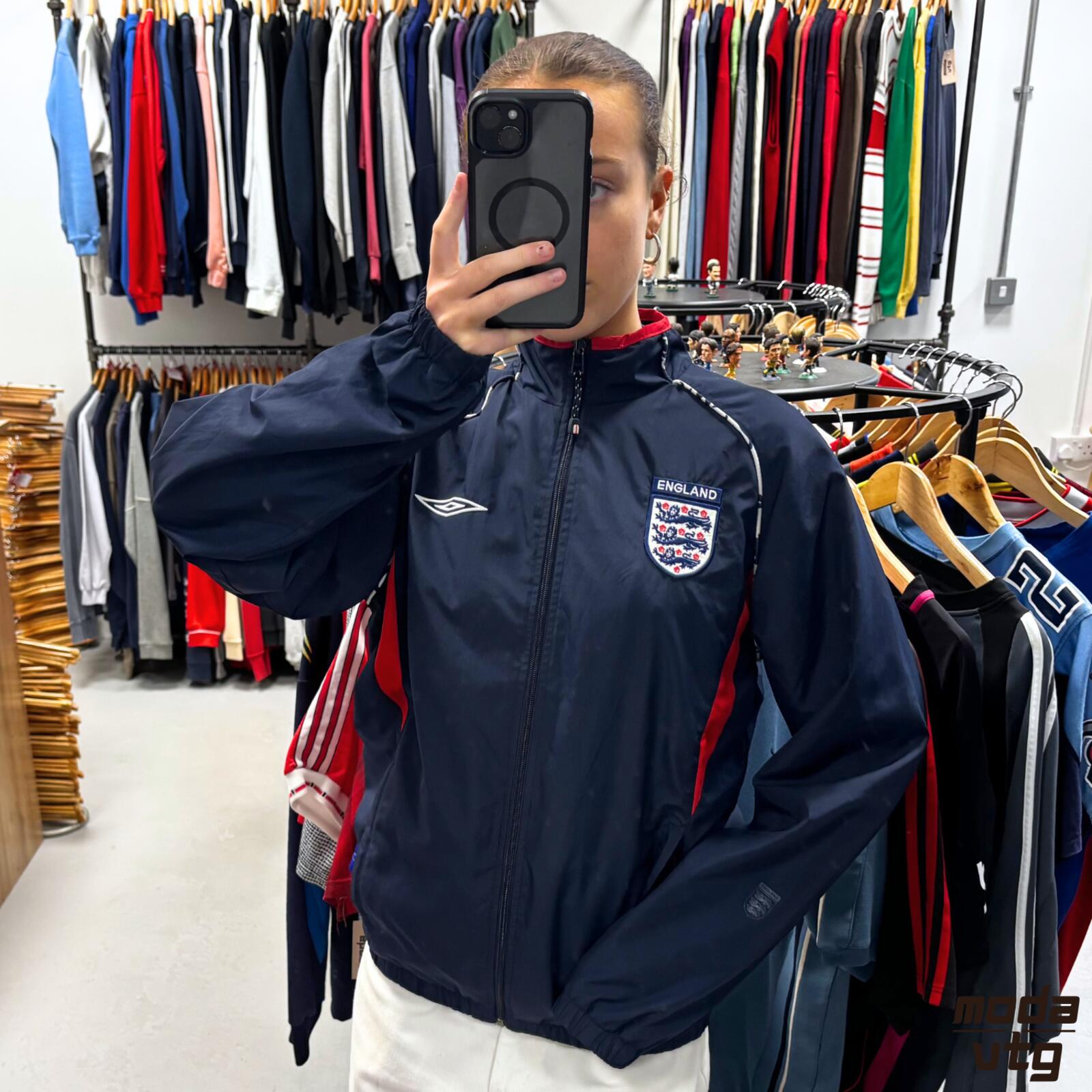 Vintage Y2K England Track Jack Navy Small Unisex Retro Umbro