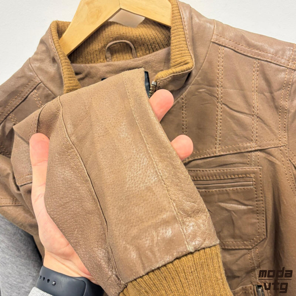 Vintage Y2K ONLY Leather Jacket Brown Women’s Medium Retro