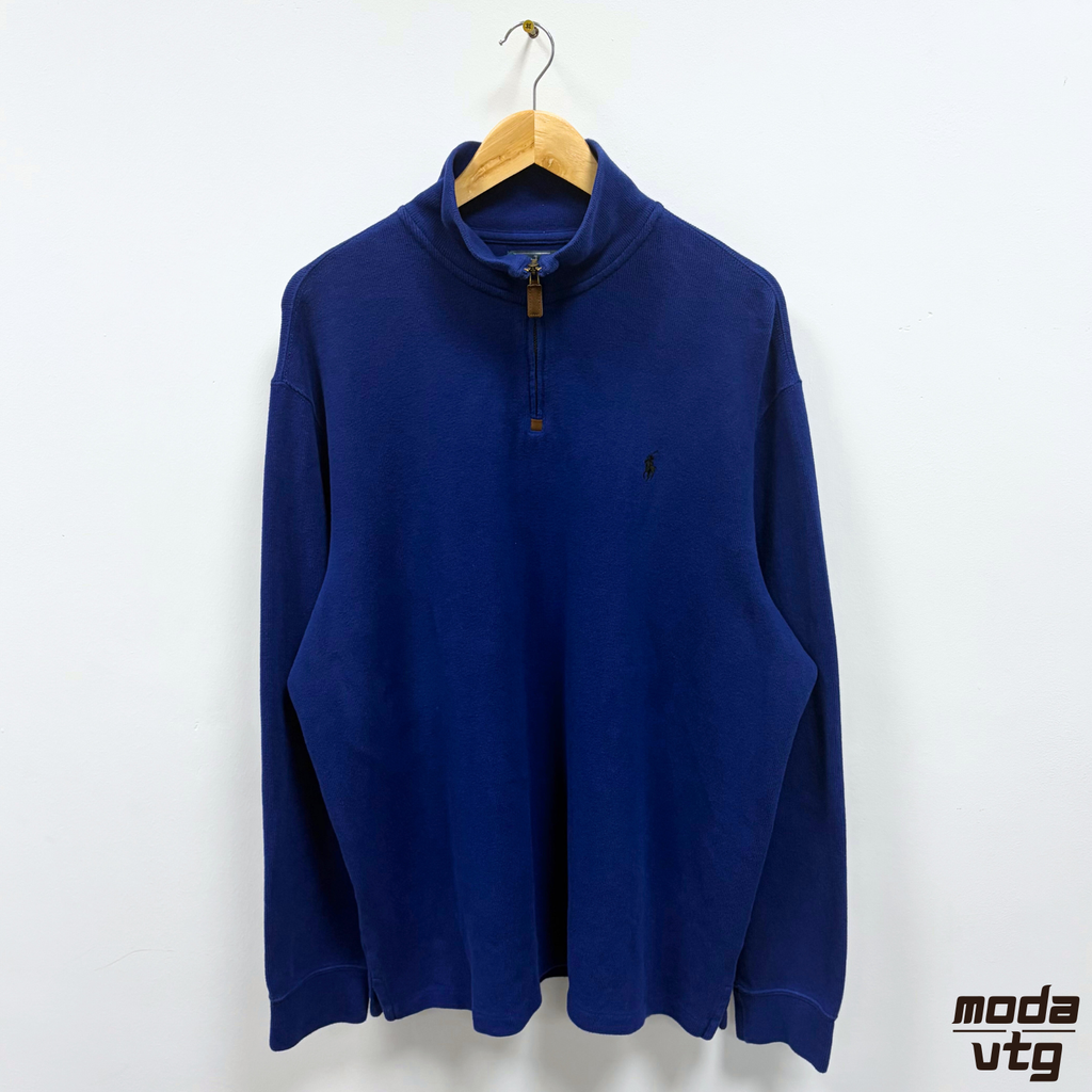 Vintage 90s Ralph Lauren Sweatshirt Navy XL Quarter Zip Retro