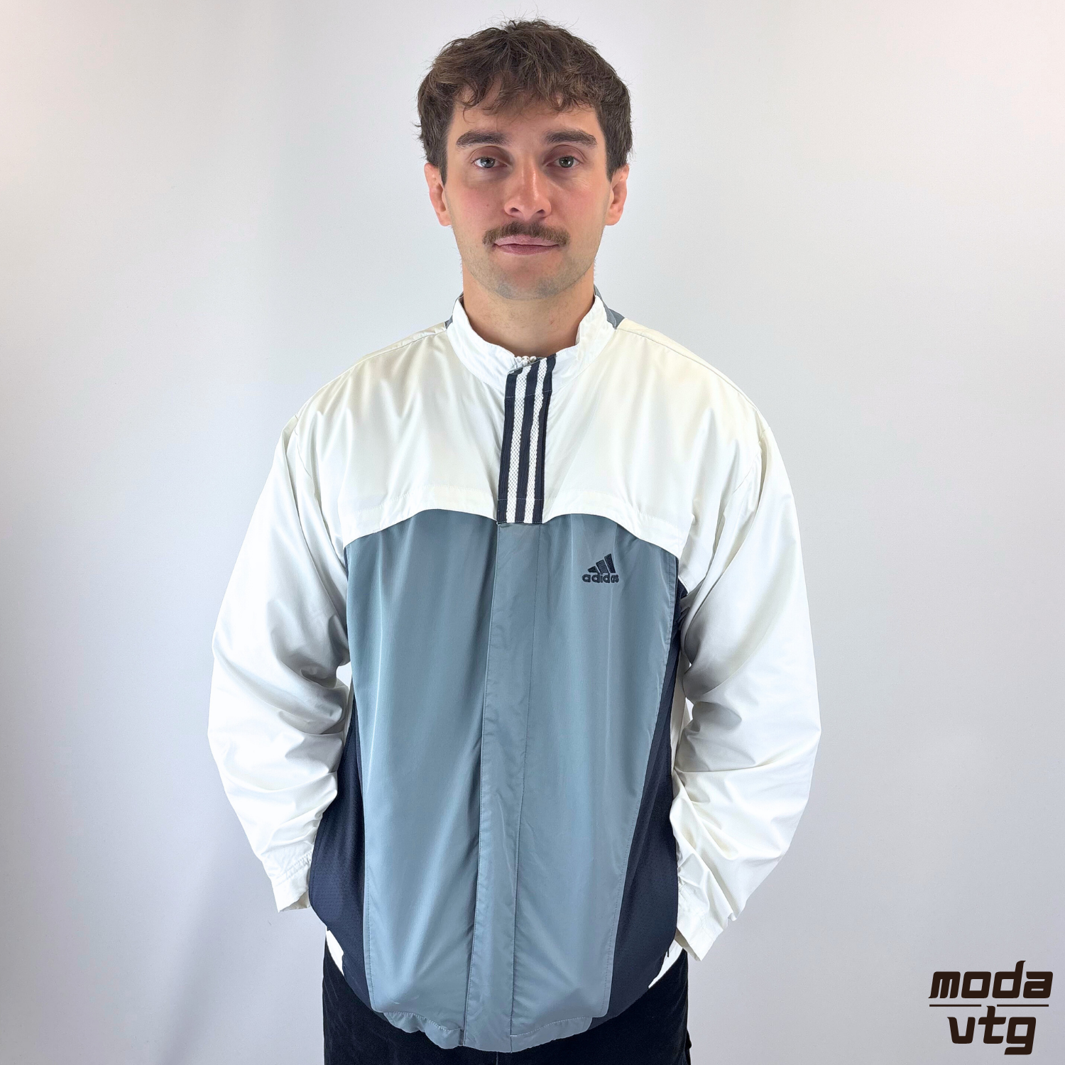 Vintage Y2K Adidas Track Jack Grey Large Retro