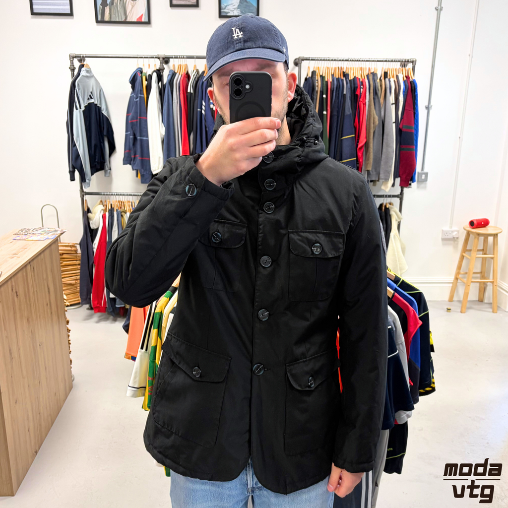 Vintage Y2K Armani Jeans Parka Jacket Black XL Retro AX