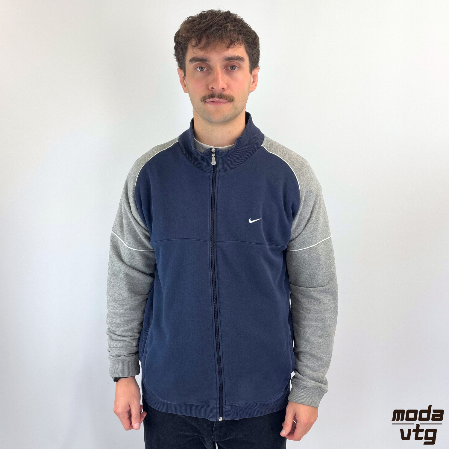 Vintage Y2K Nike Sweatshirt Navy Grey XL Full Zip