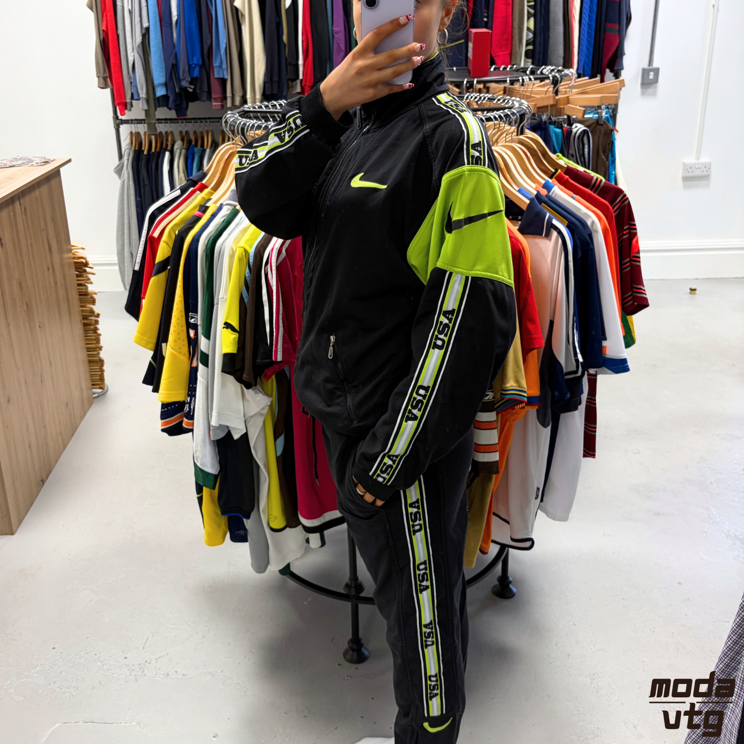 Vintage 90s Nike Tracksuit Black Small Retro Unisex Festival