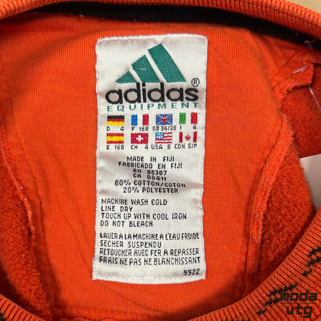 Vintage 90s Adidas Equipment Sweatshirt Orange Medium Retro Unisex