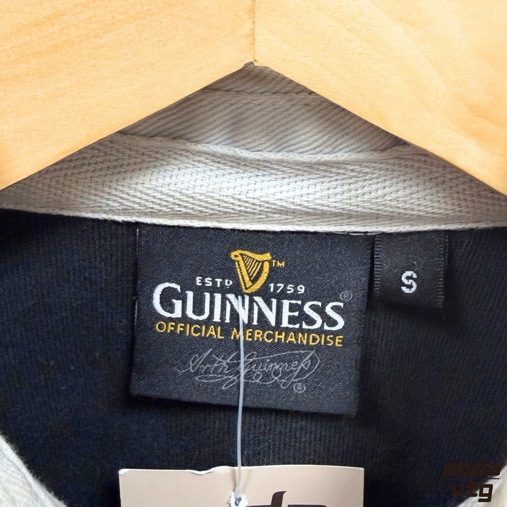 Guinness Six Nations Rugby Polo Black Small Cotton Traders Embroidered Y2K