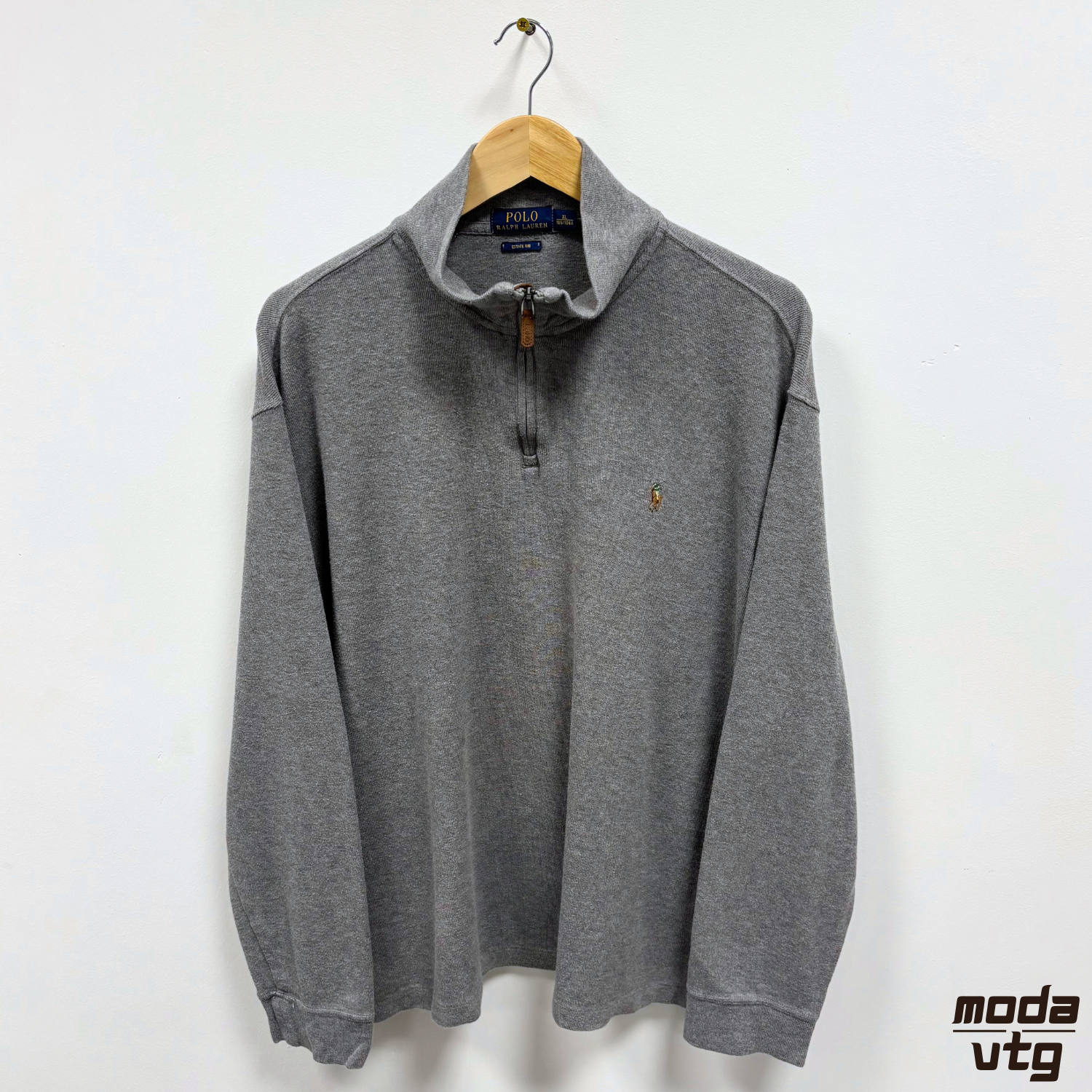 Vintage Y2K Ralph Lauren Sweatshirt Grey XL Quarter Zip