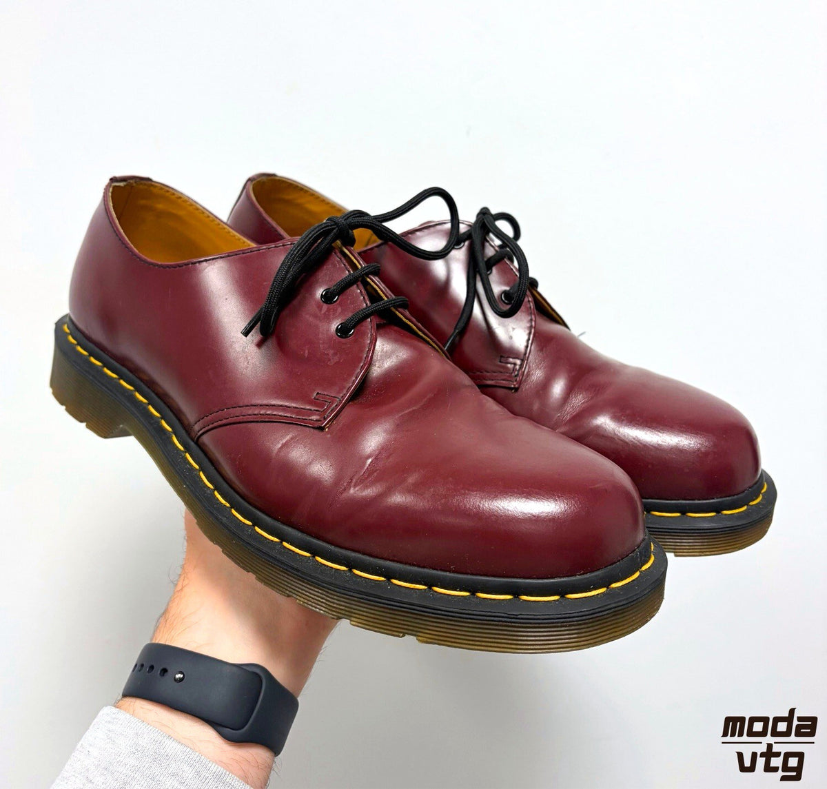 Dr Martens 1461 Shoes Cherry Red UK 10 Smooth Leather 3 Eyelet Oxblood Mod Punk
