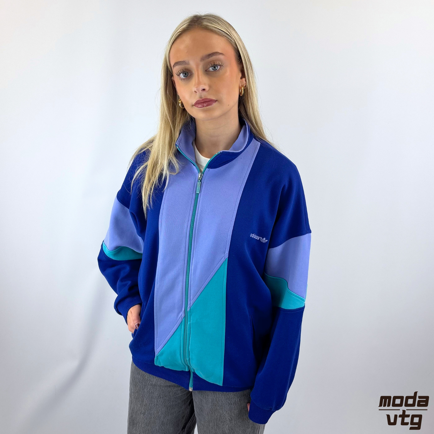 Vintage 80s Adidas Track Jacket Purple Large Retro