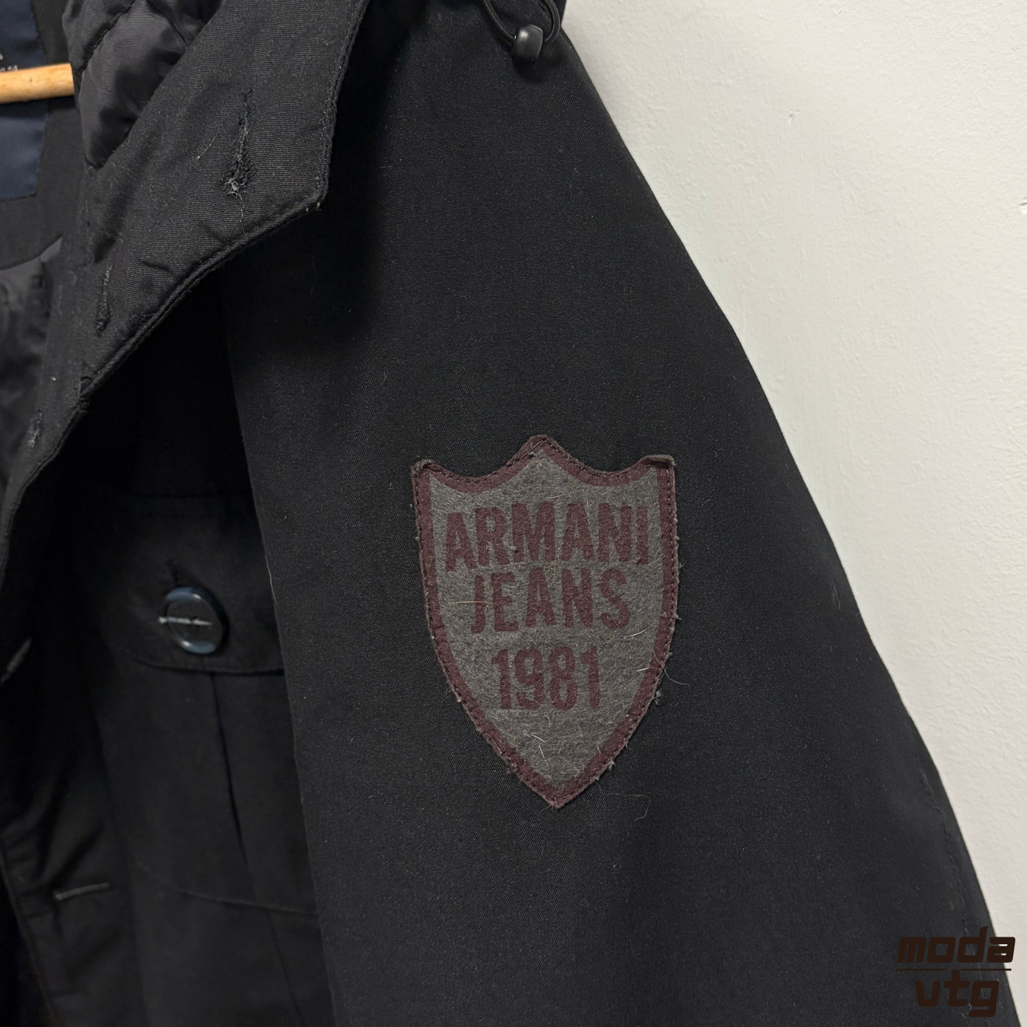 Vintage Y2K Armani Jeans Parka Jacket Black XL Retro AX