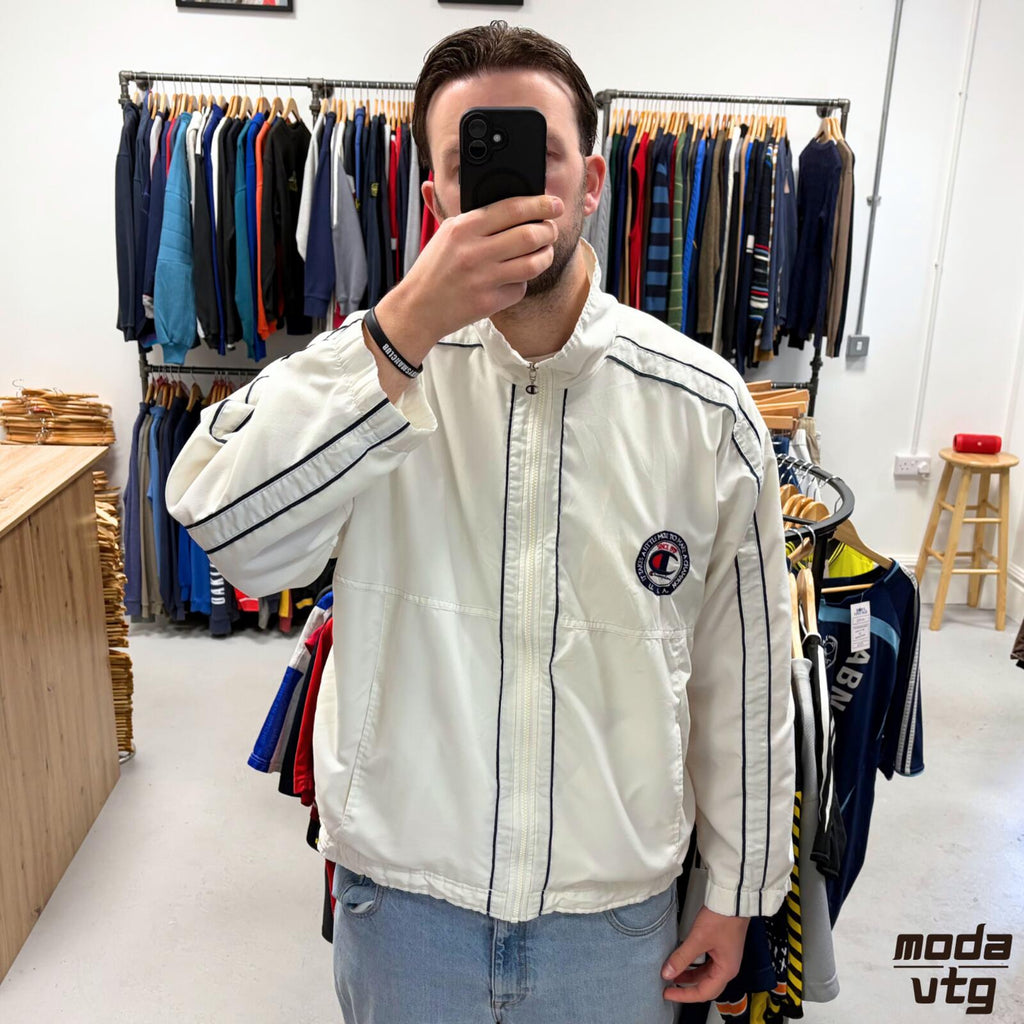 Vintage Y2K Champion Track Jacket White XL Retro Festival