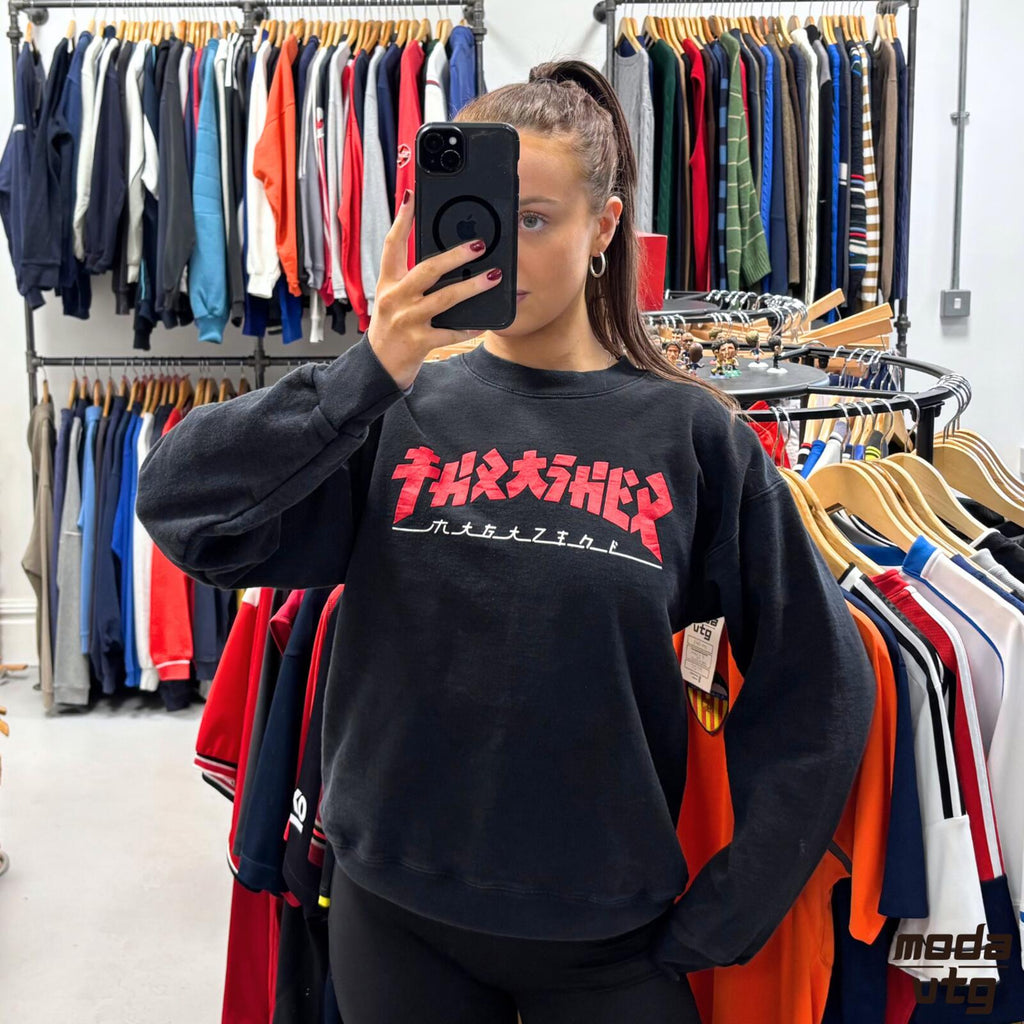 Vintage Y2K Thrasher Sweatshirt Black Small Retro Unisex