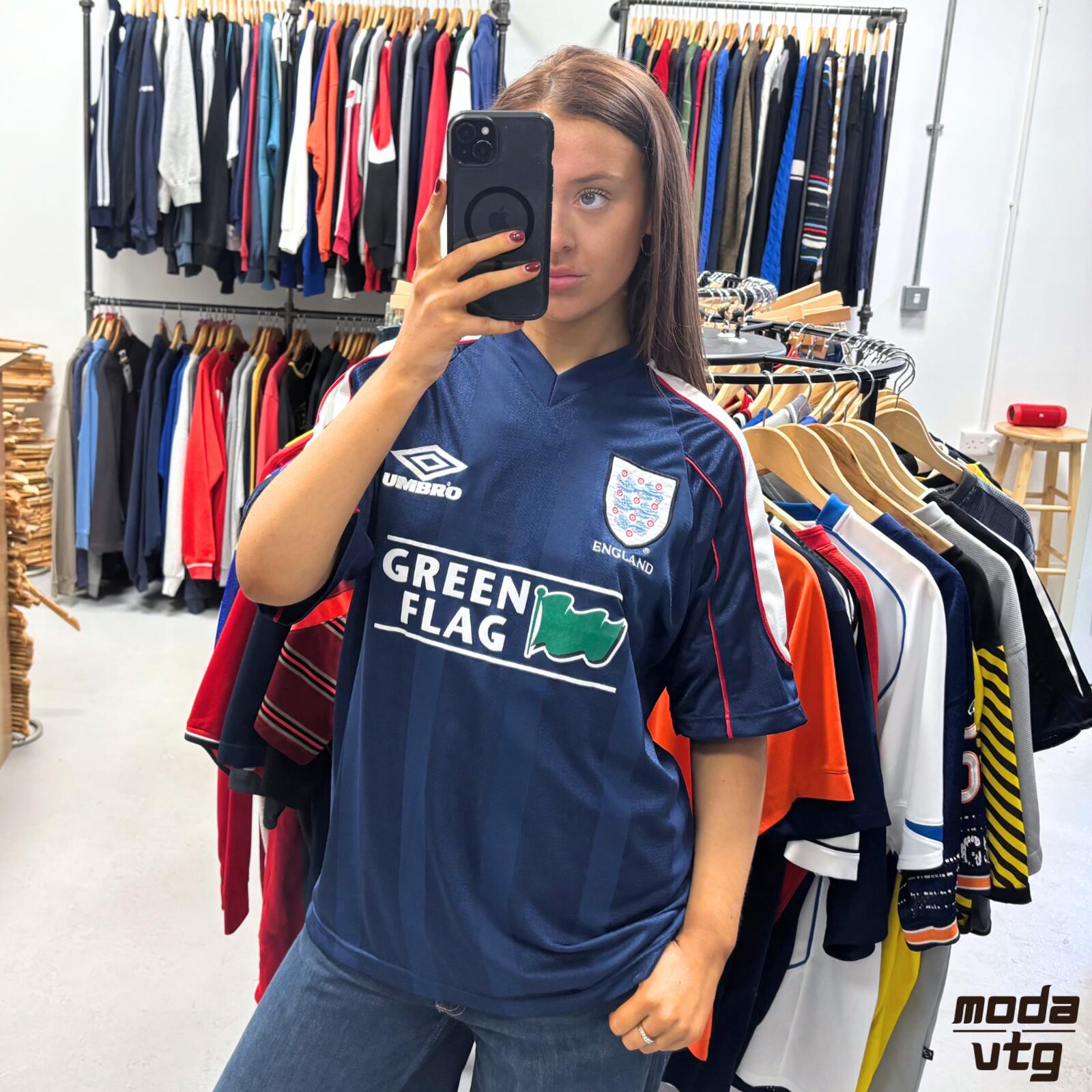 Vintage 1998/00 England Jersey Navy Large Retro Unisex Umbro