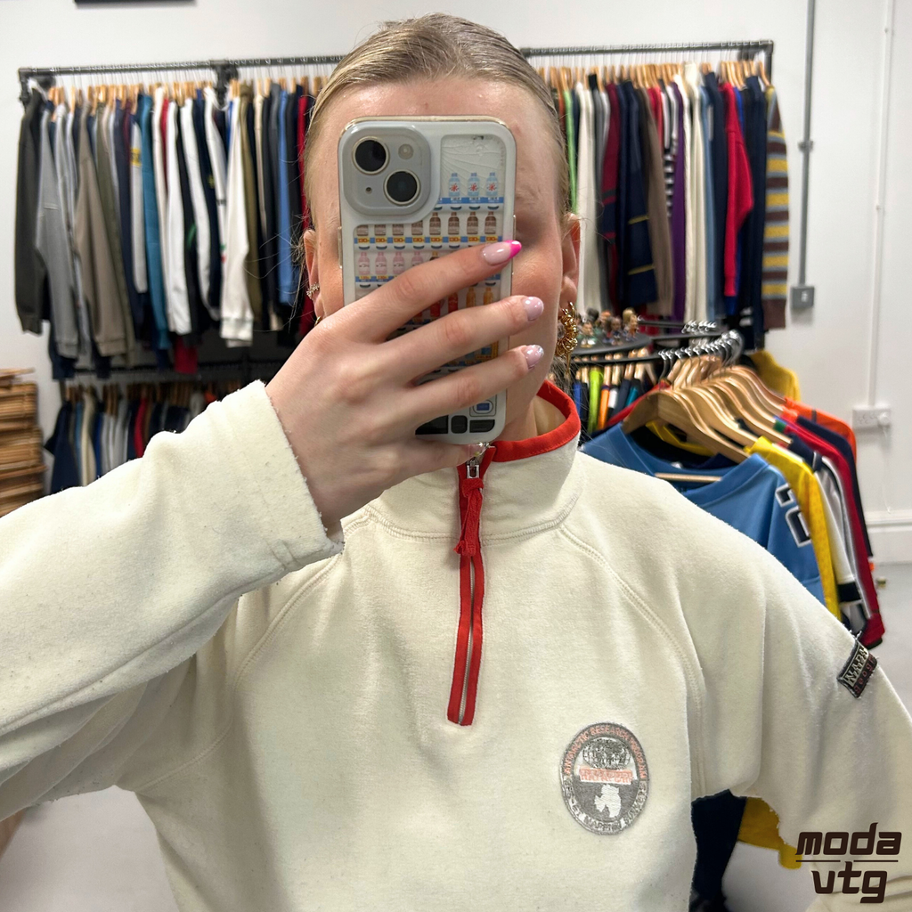 Vintage Y2K Napapijri Fleece Beige Women’s Small Winter Retro