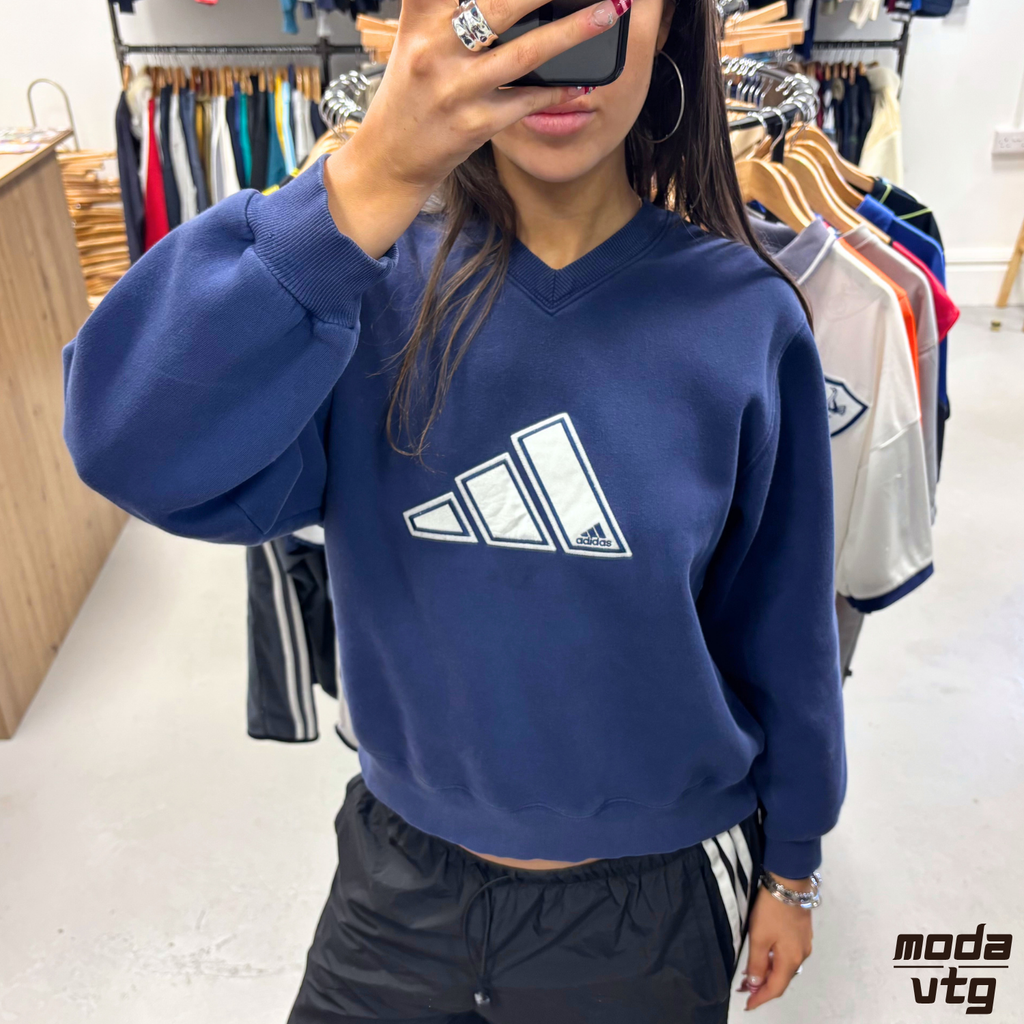 Vintage Y2K Adidas Sweatshirt Navy XS Retro Unisex