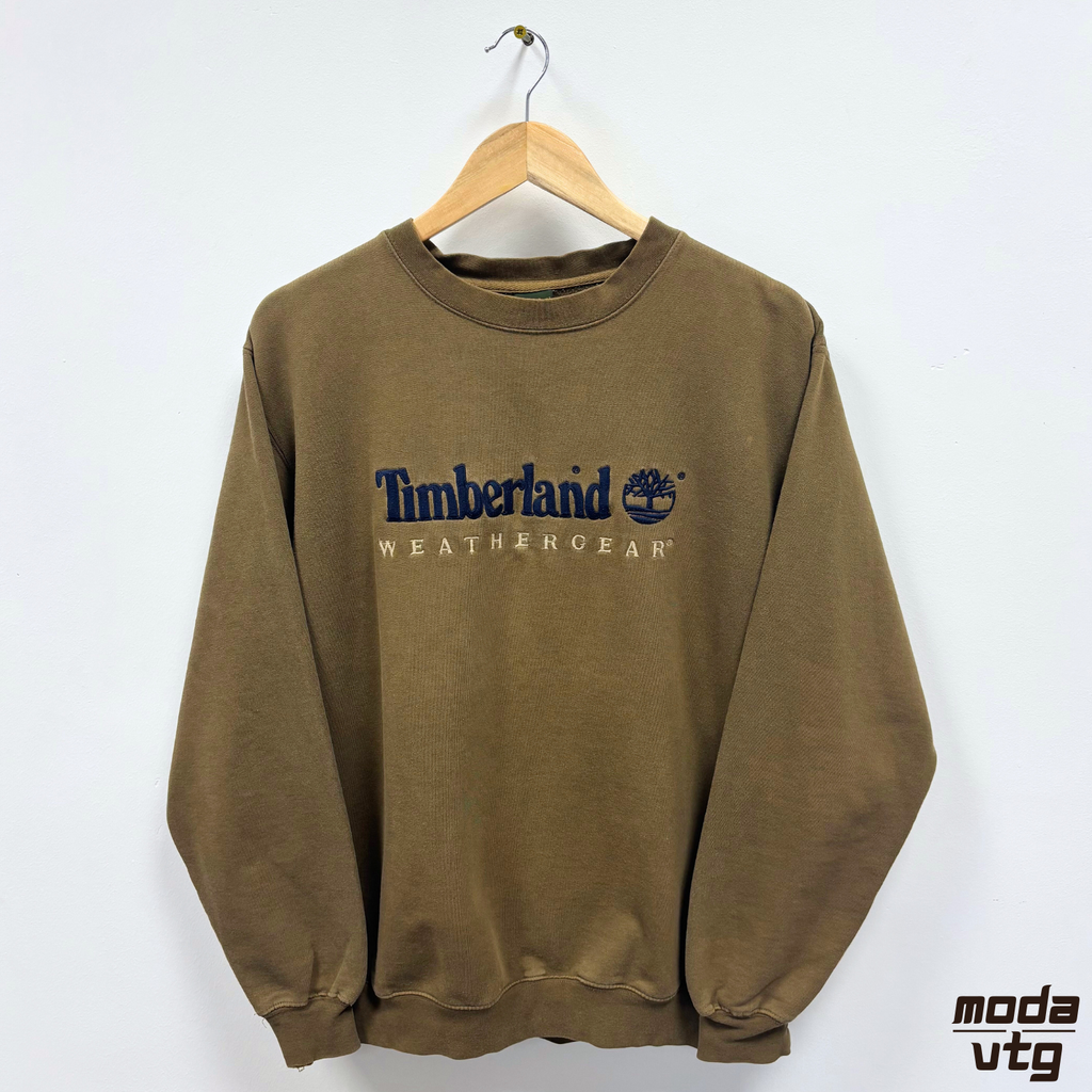 Vintage 90s Timberland Sweatshirt Green Medium Crewneck Retro
