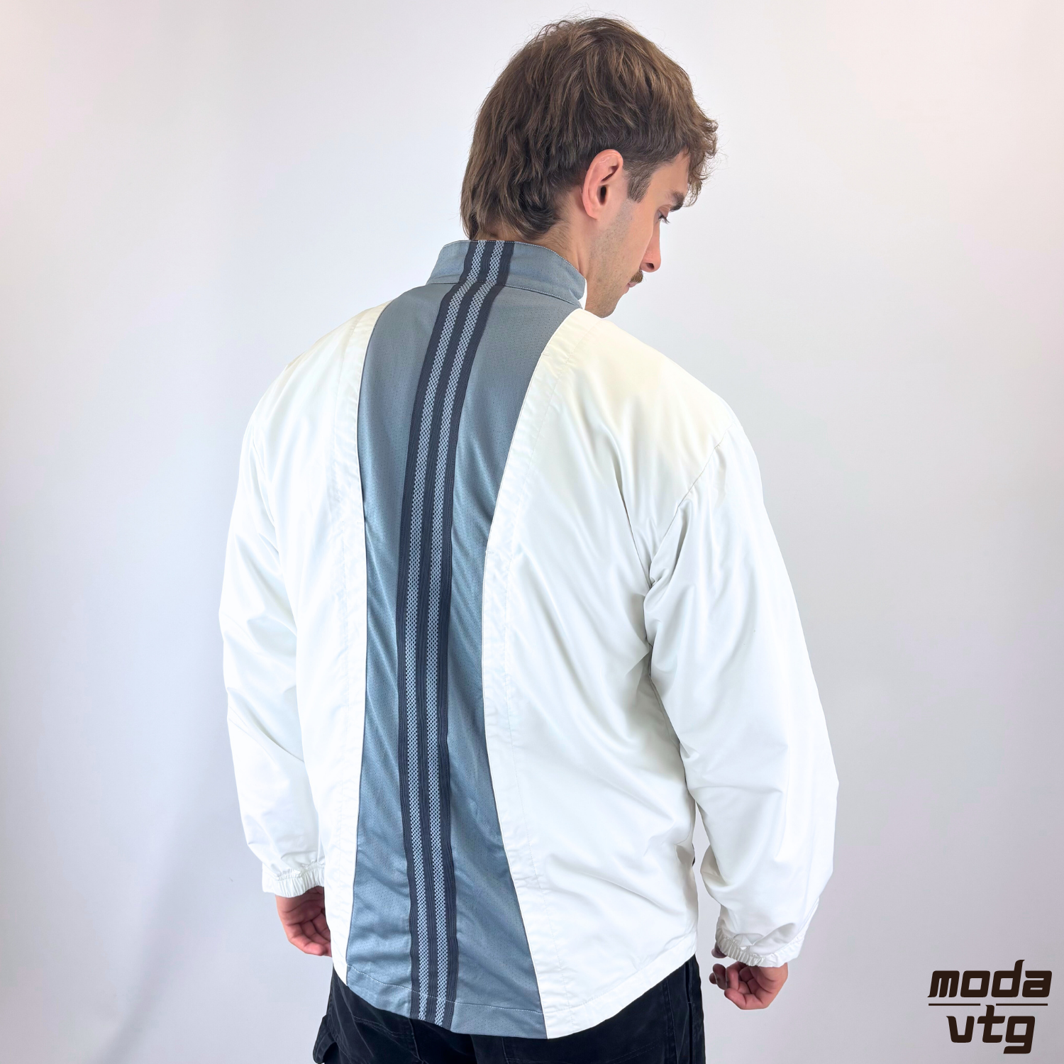 Vintage Y2K Adidas Track Jack Grey Large Retro