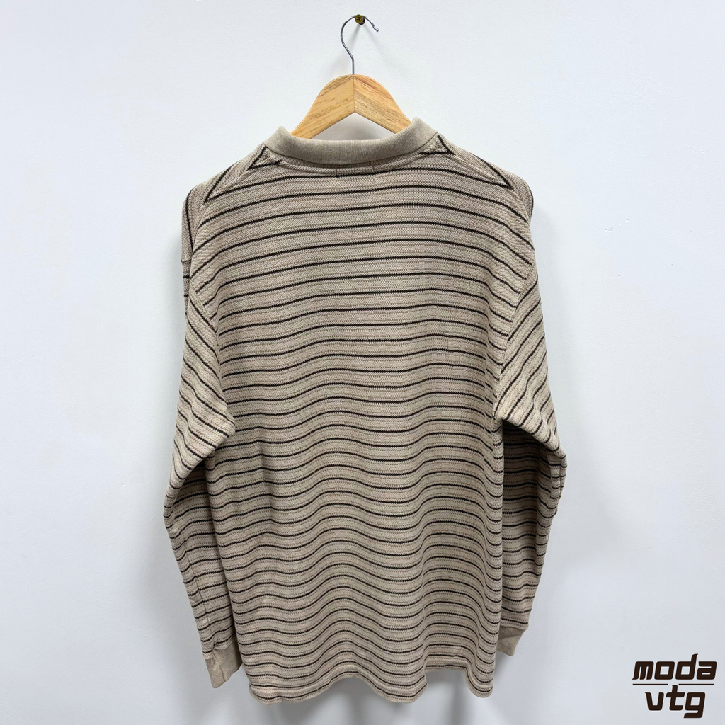 Vintage Y2K Polo Jeans Ralph Lauren Sweatshirt Beige Large Striped