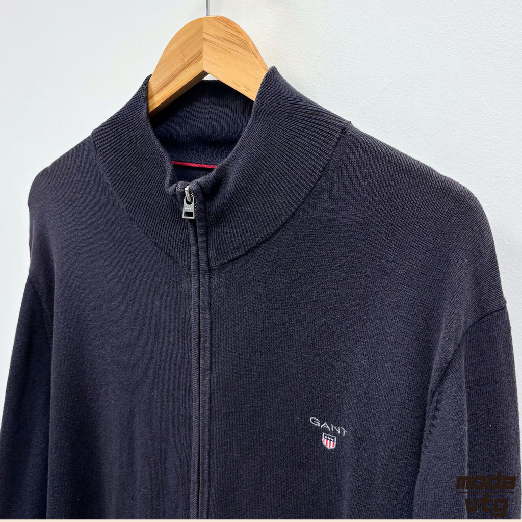 Vintage Y2K GANT Jumper Navy Large Full Zip