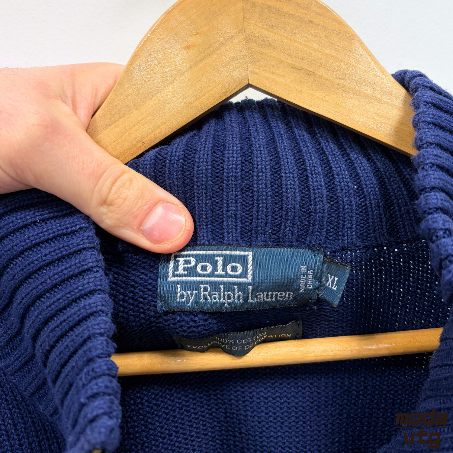 Vintage Y2K Ralph Lauren Knitted Jumper Navy XL Quarter Zip Retro