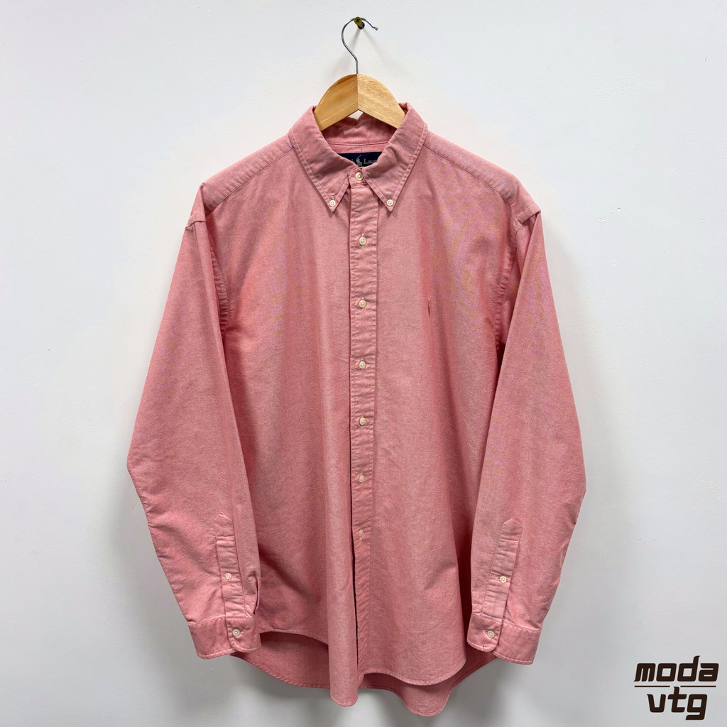 Vintage 90s Ralph Lauren Shirt Pink XL Long Sleeve Classic Fit