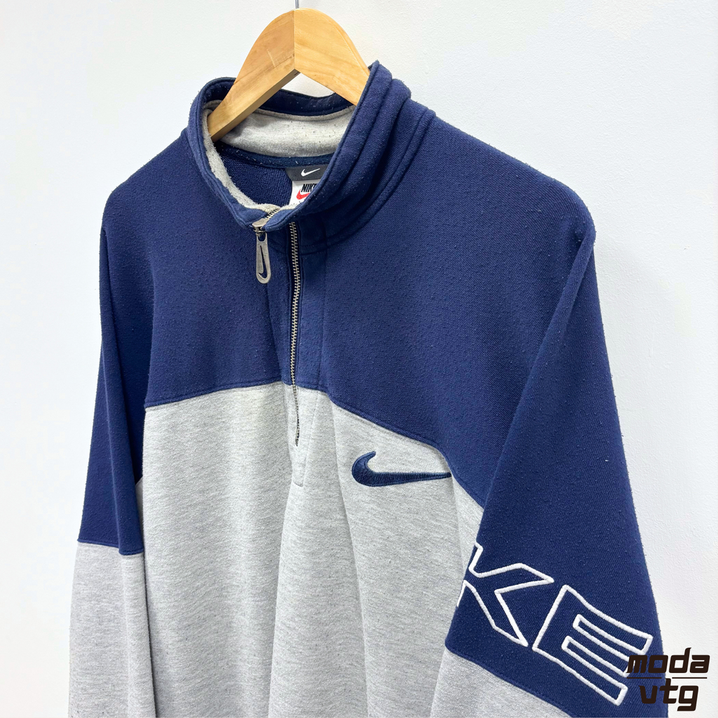 Vintage 90s Nike Sweatshirt Grey XL Quarter Zip Retro