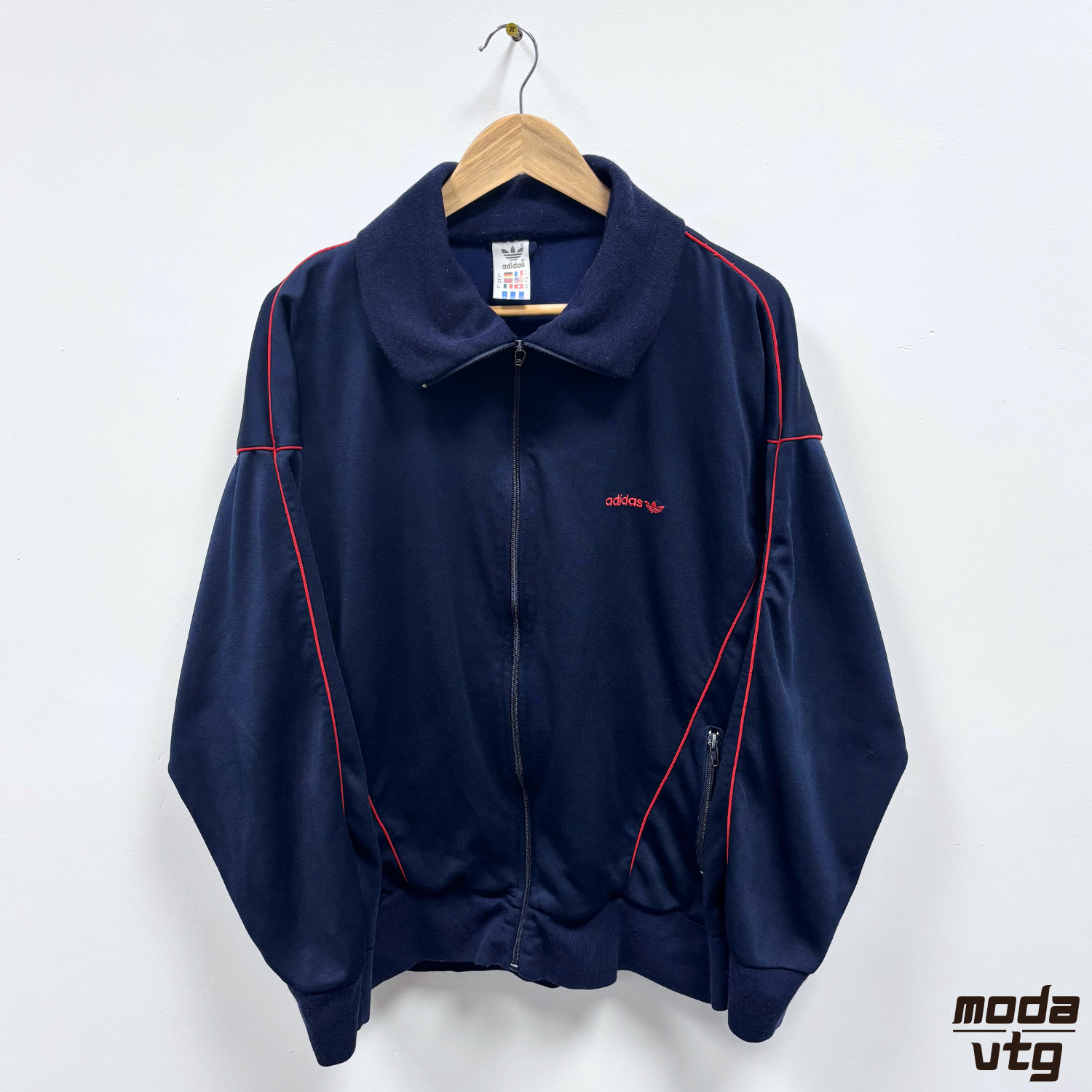 Vintage 80s Adidas Track Jacket Navy Large Made In Yugoslavia