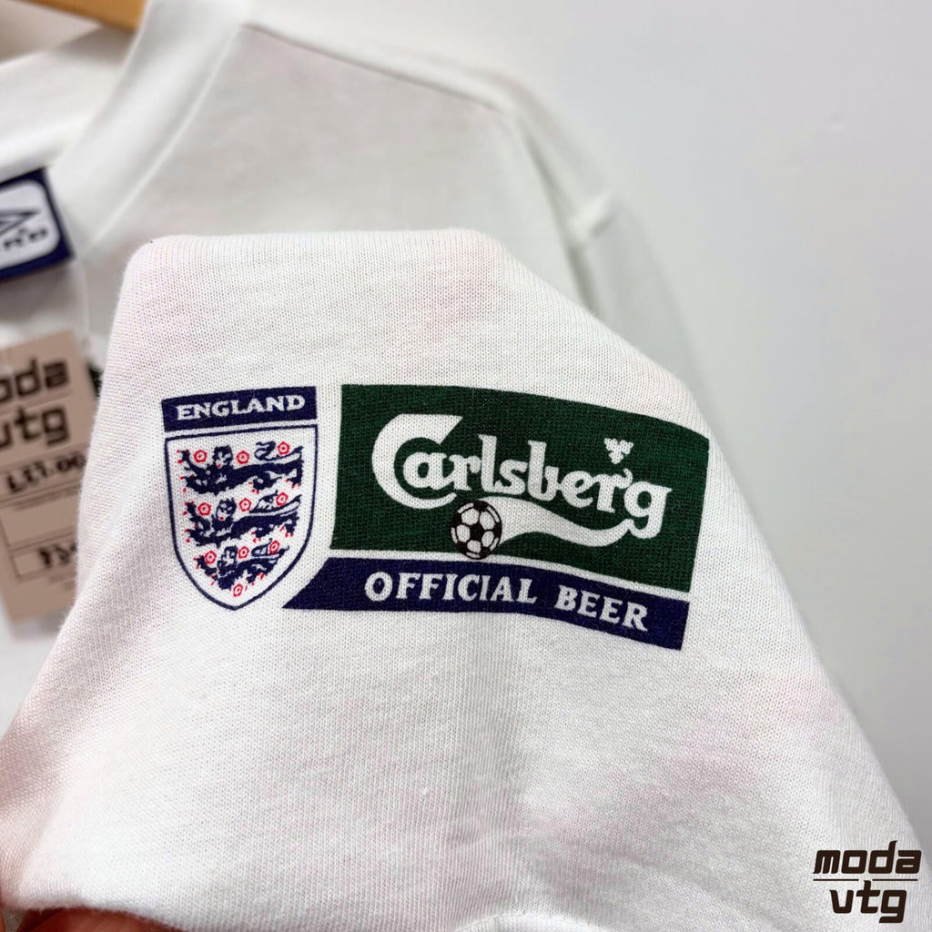 Vintage Y2K England T-Shirt White Large BNWT Umbro Retro Carslberg