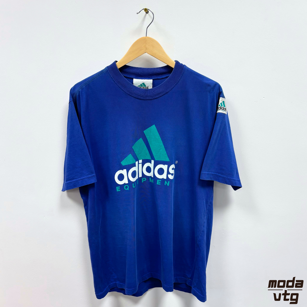 Vintage 90s Adidas Equipment T-Shirt Blue XL