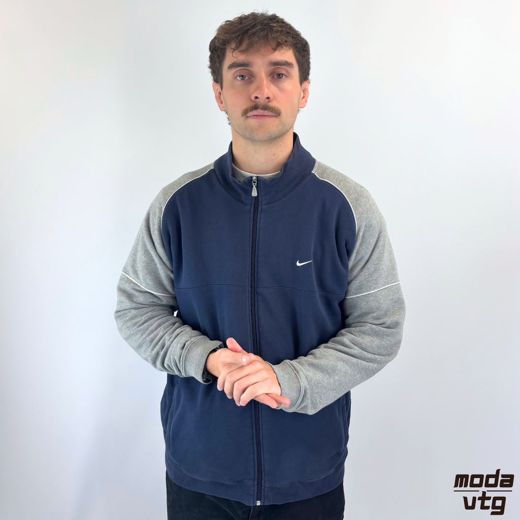 Vintage Y2K Nike Sweatshirt Navy Grey XL Full Zip