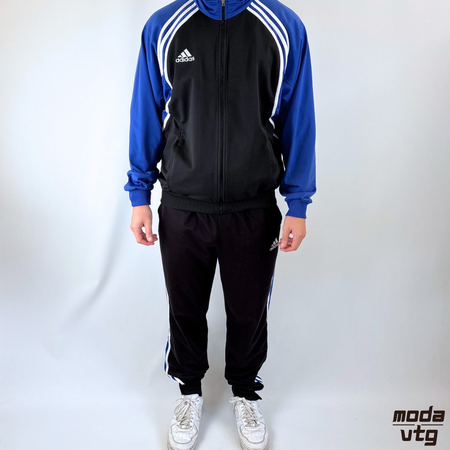 Vintage 90s Adidas Tracksuit Navy Black Large