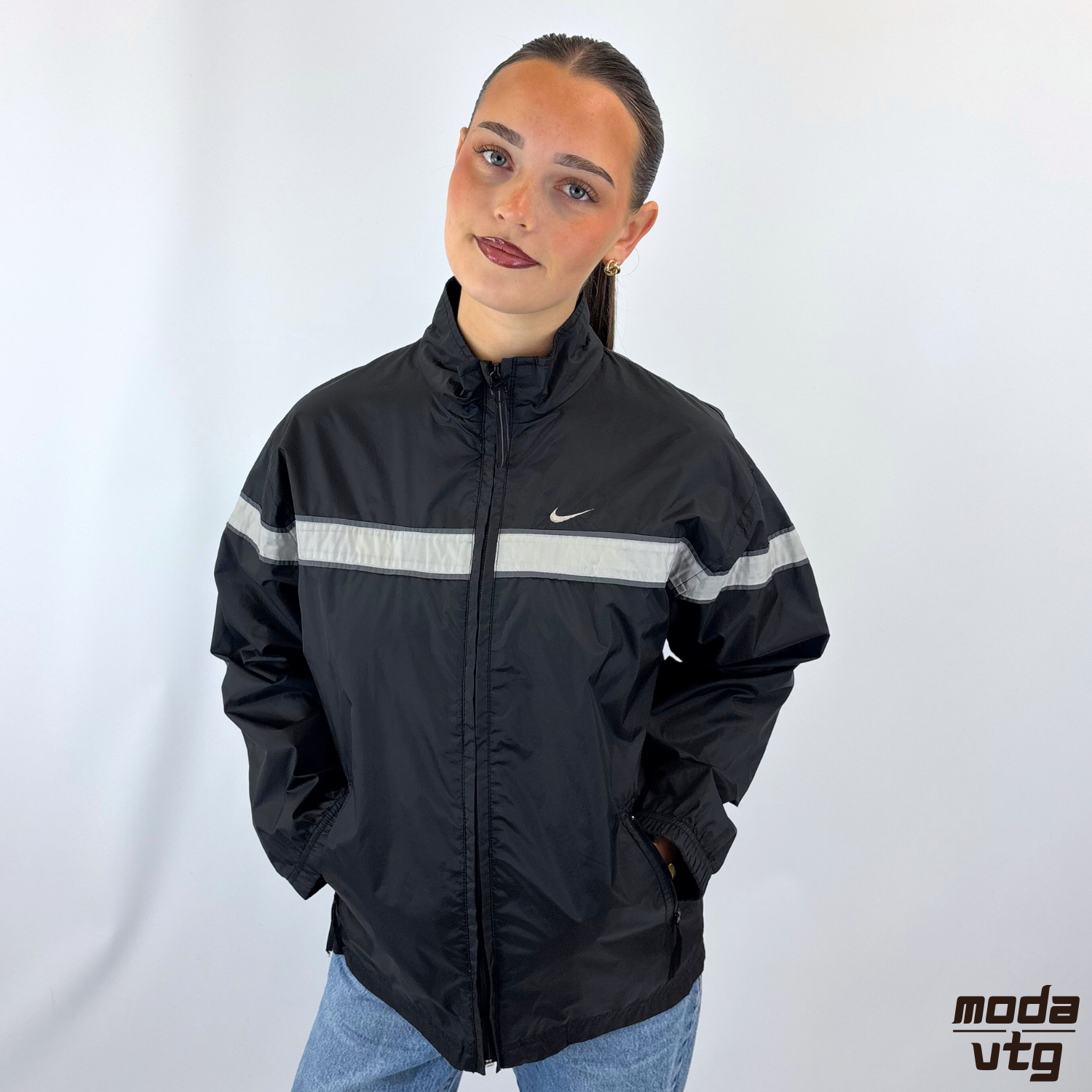 Vintage 90s Nike Track Jacket Black Small