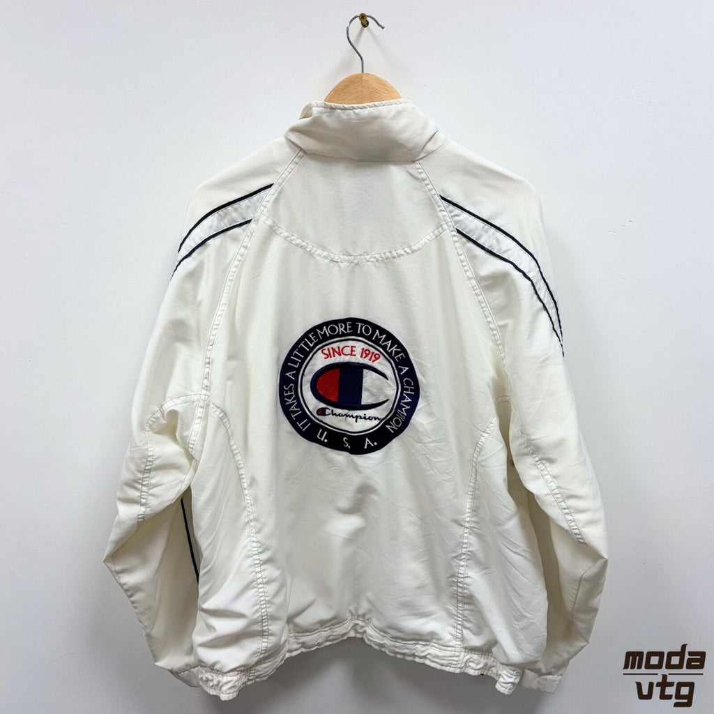 Vintage Y2K Champion Track Jacket White XL Retro Festival