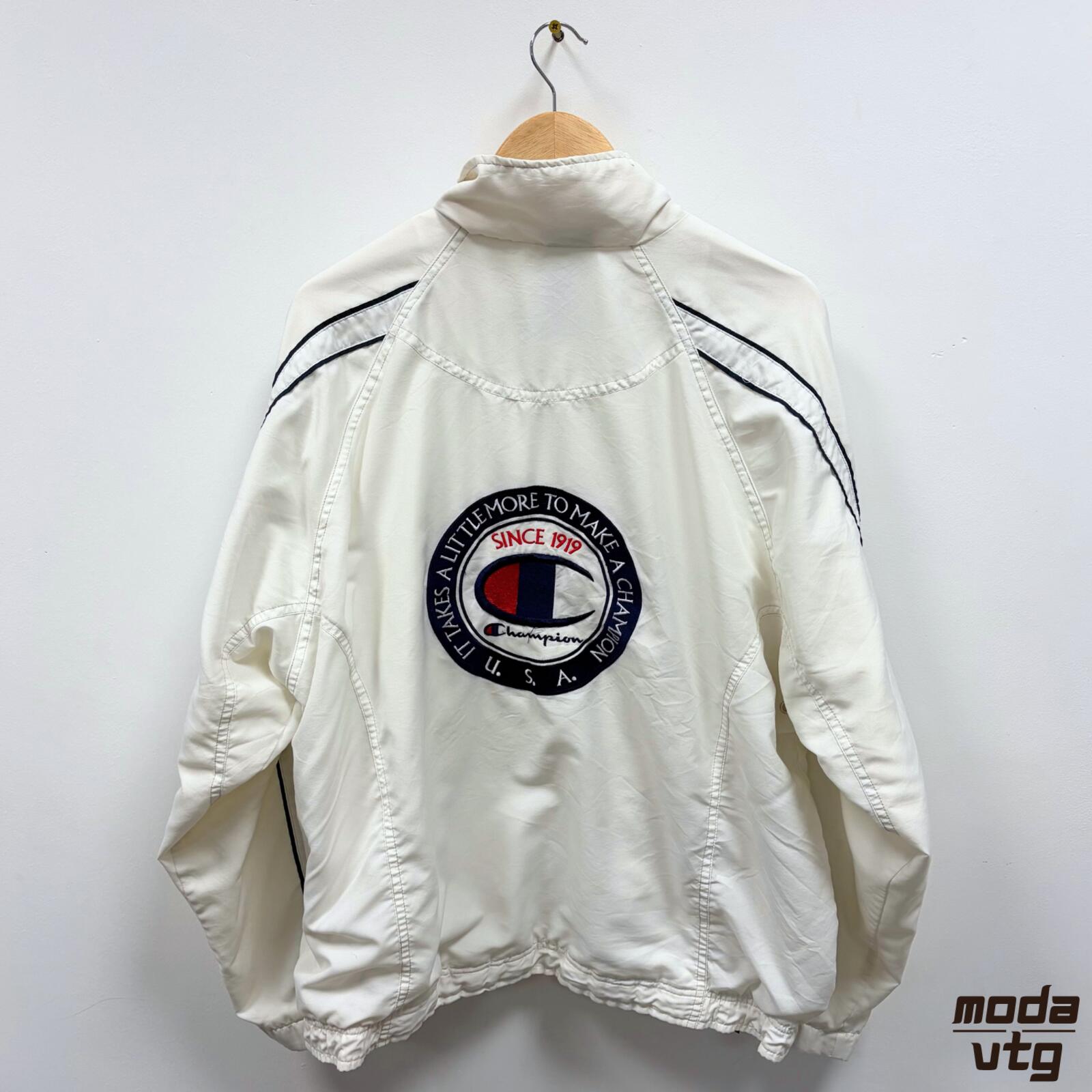 Vintage Y2K Champion Track Jacket White XL Retro Festival