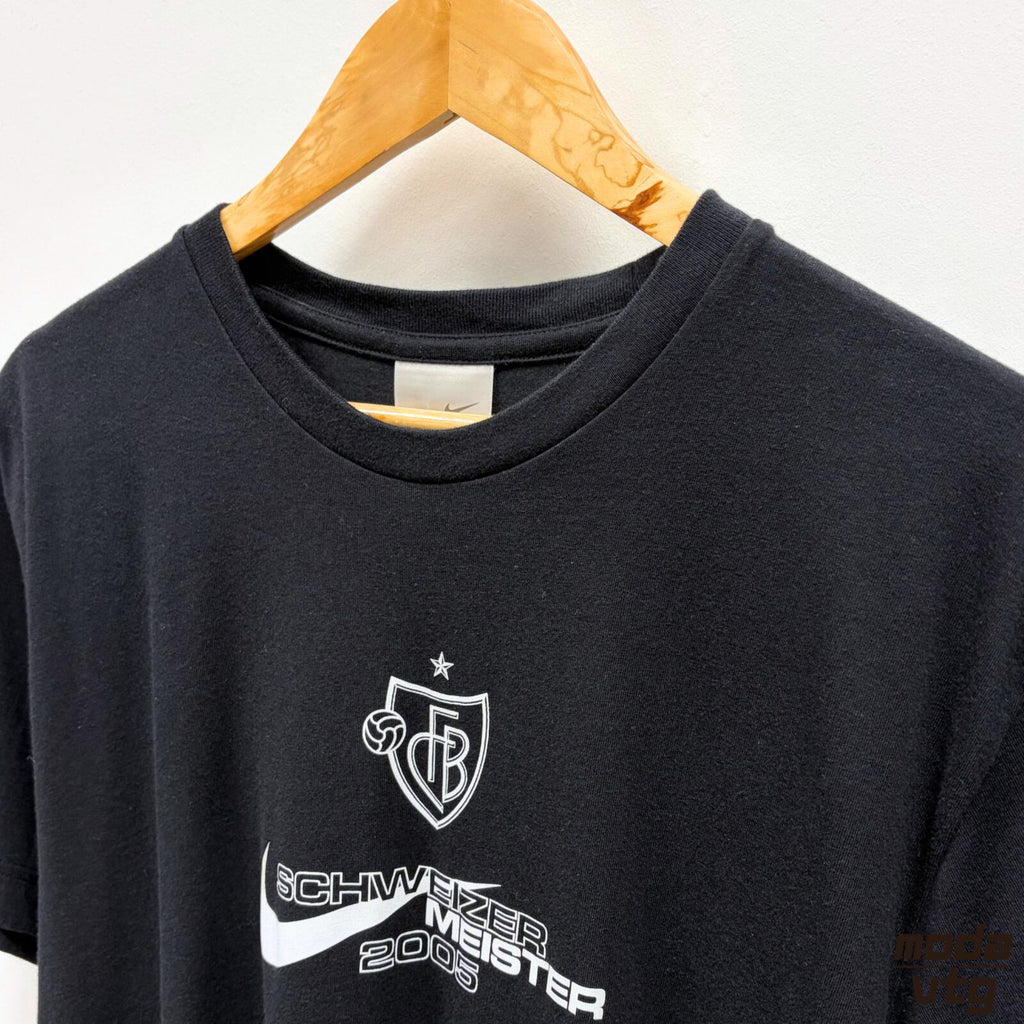 Vintage Y2K FC Basel T-Shirt Black Large Retro Unisex Nike