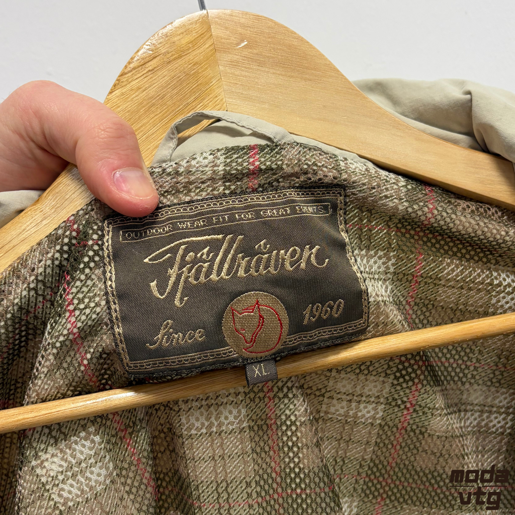 Vintage Y2K Fjällräven Jacket Beige XL G-1000 Field Coat Retro Removable Sleeves