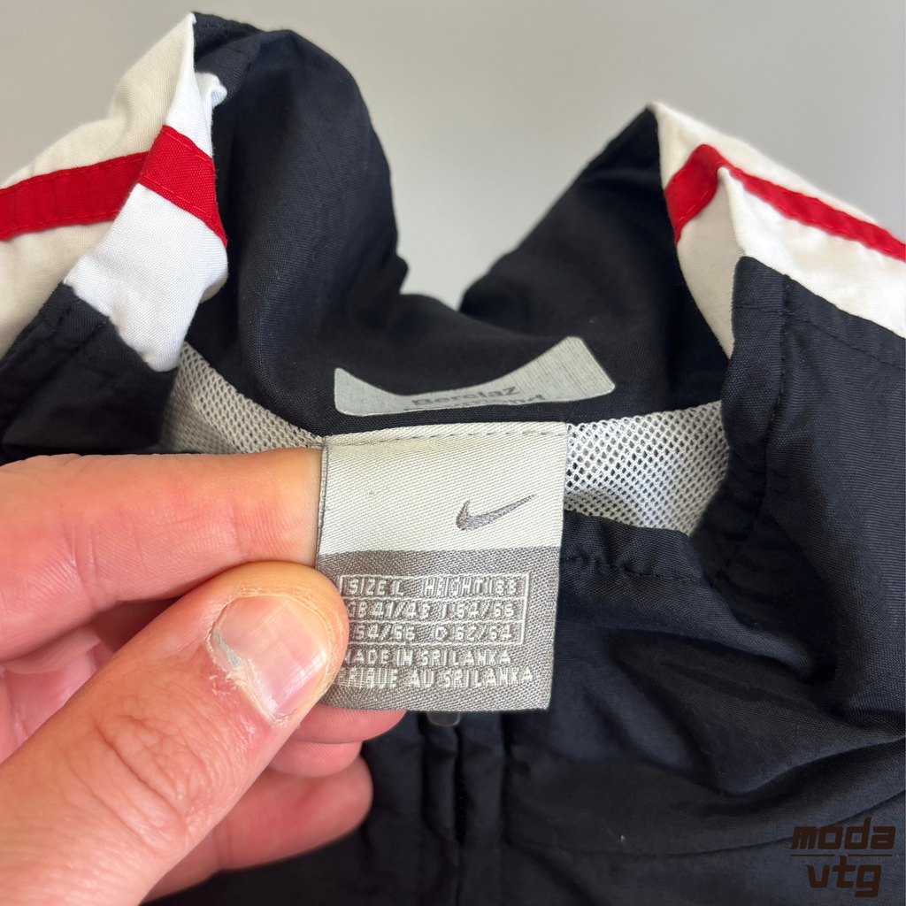 Vintage Y2K Nike Track Jacket Black Large Retro Silver Tag