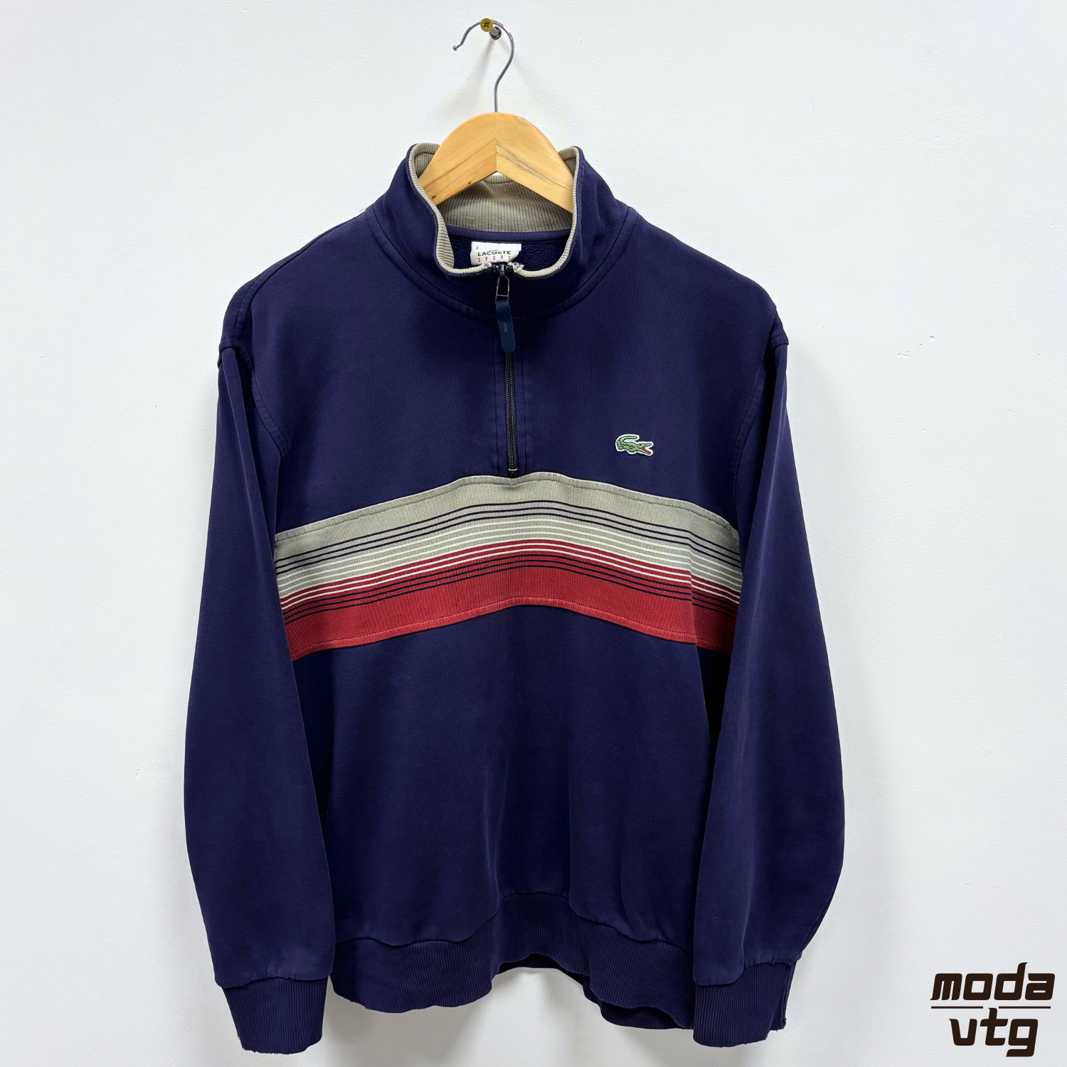 Vintage Y2K Lacoste Sweatshirt Navy Medium Quarter Zip