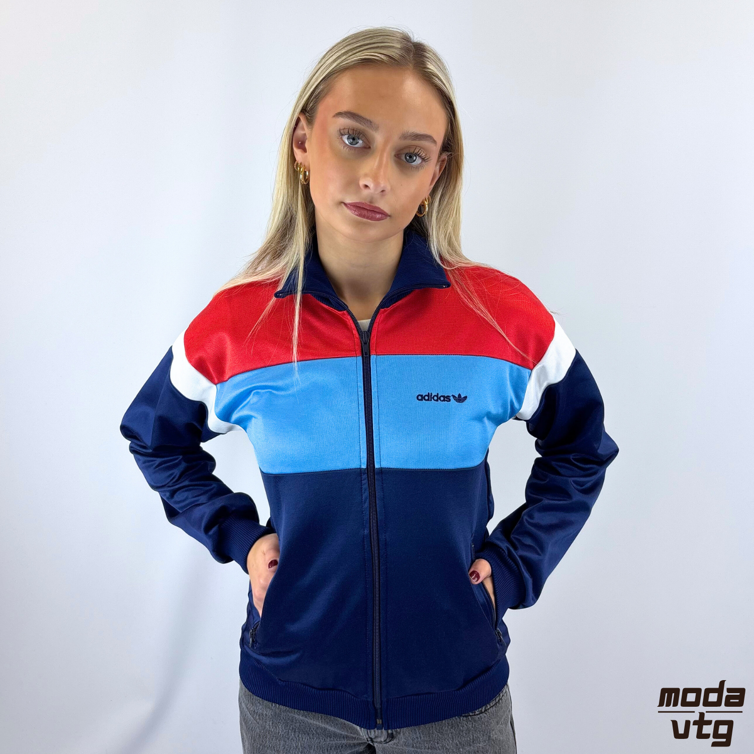 Vintage 80s Adidas Track Jacket Blue XS Made In West Germany Retro